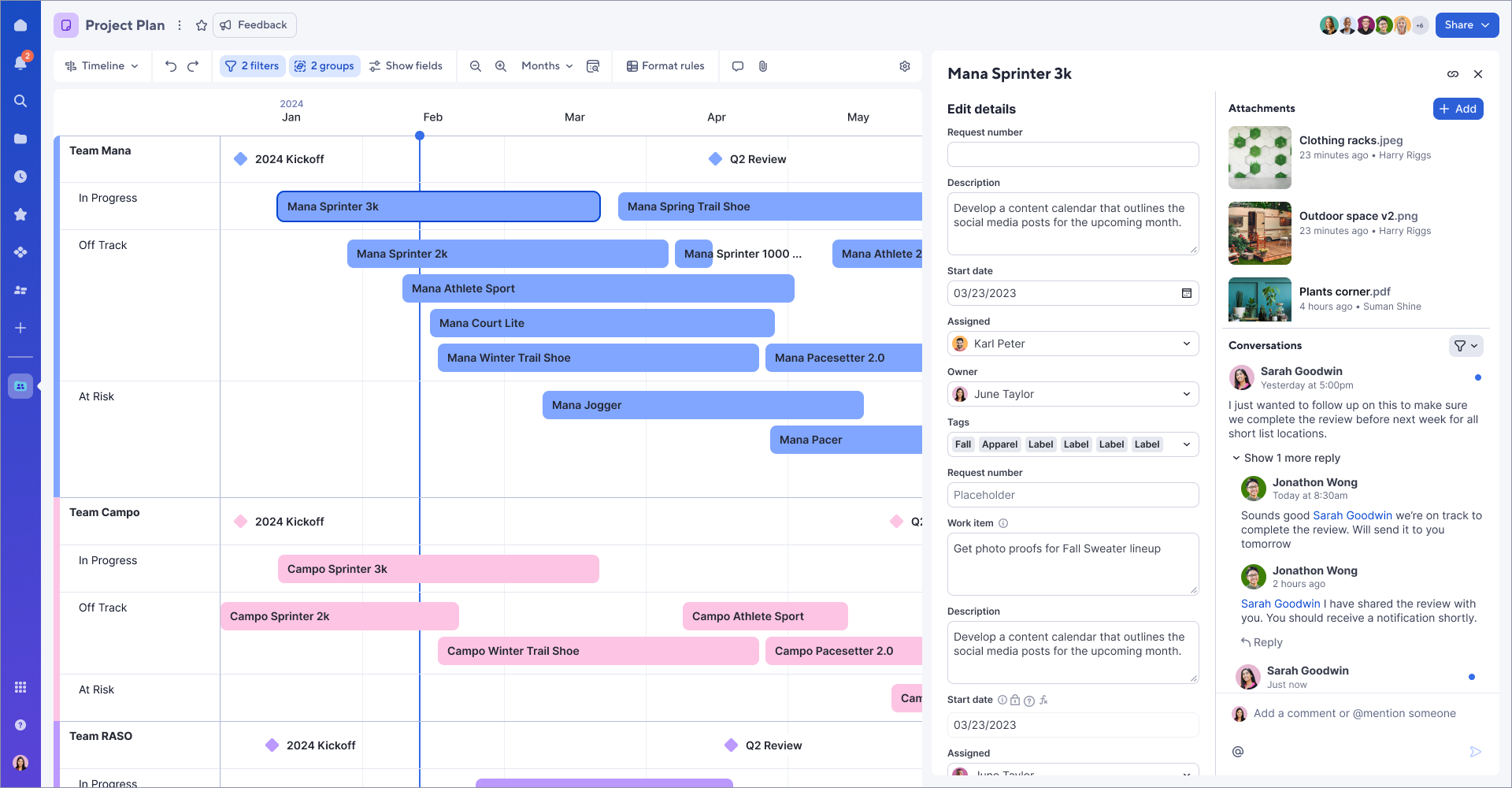 Opening an expanded details panel by double-clicking on a bar or milestone