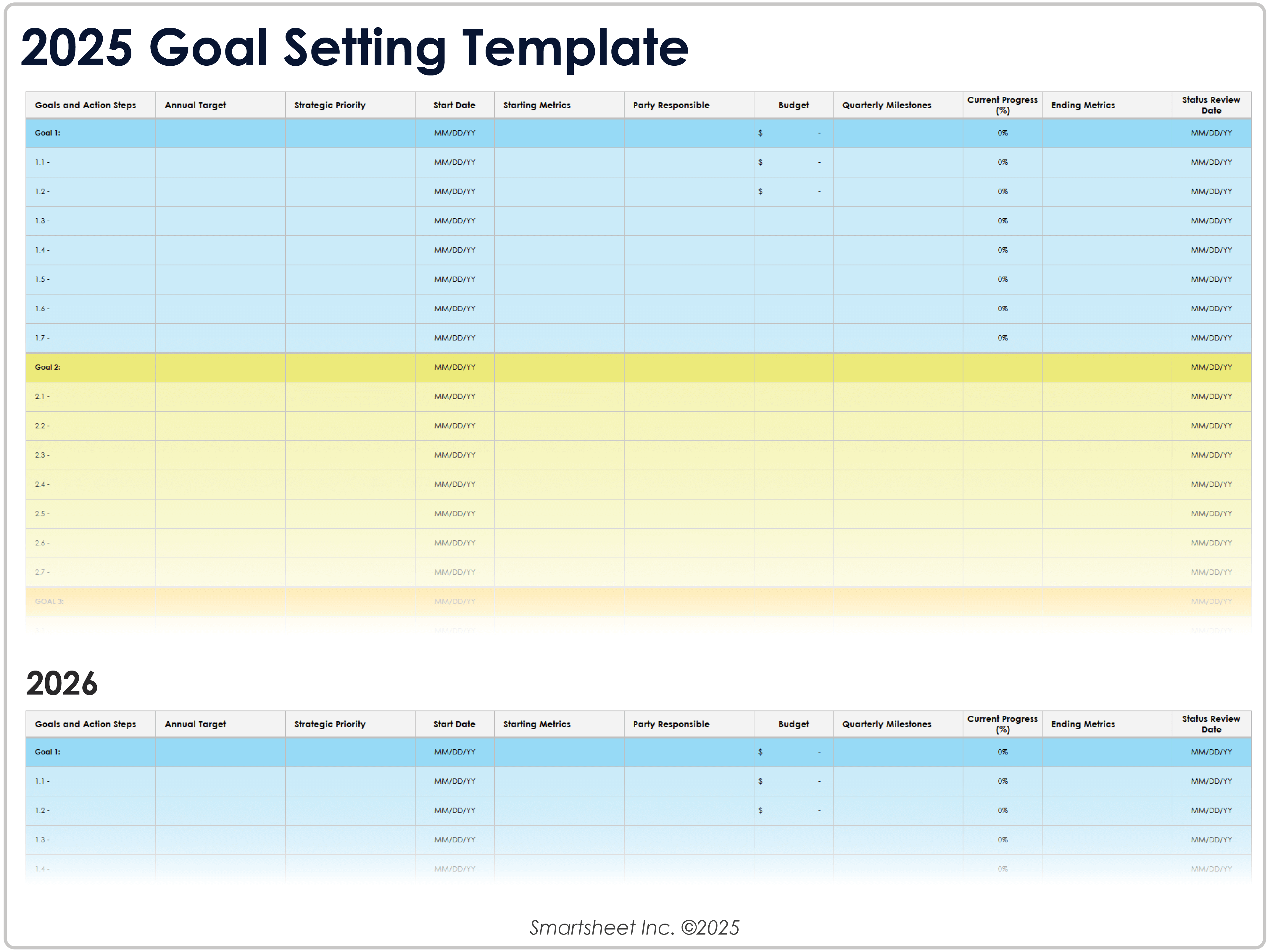 2025 Goal Setting Template 9237