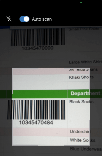 Auto Scan Black Socks Example