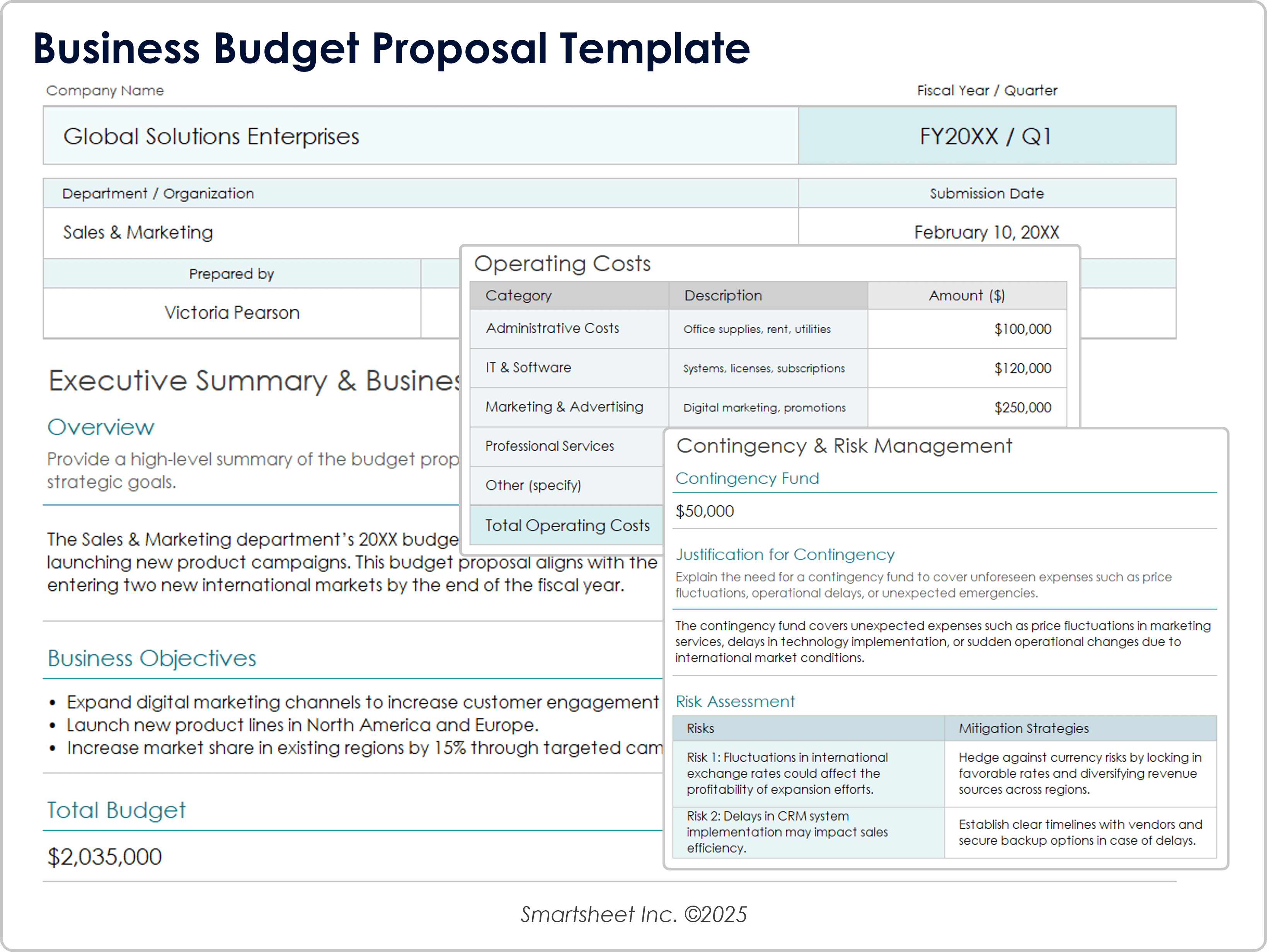 Business Budget Proposal Template