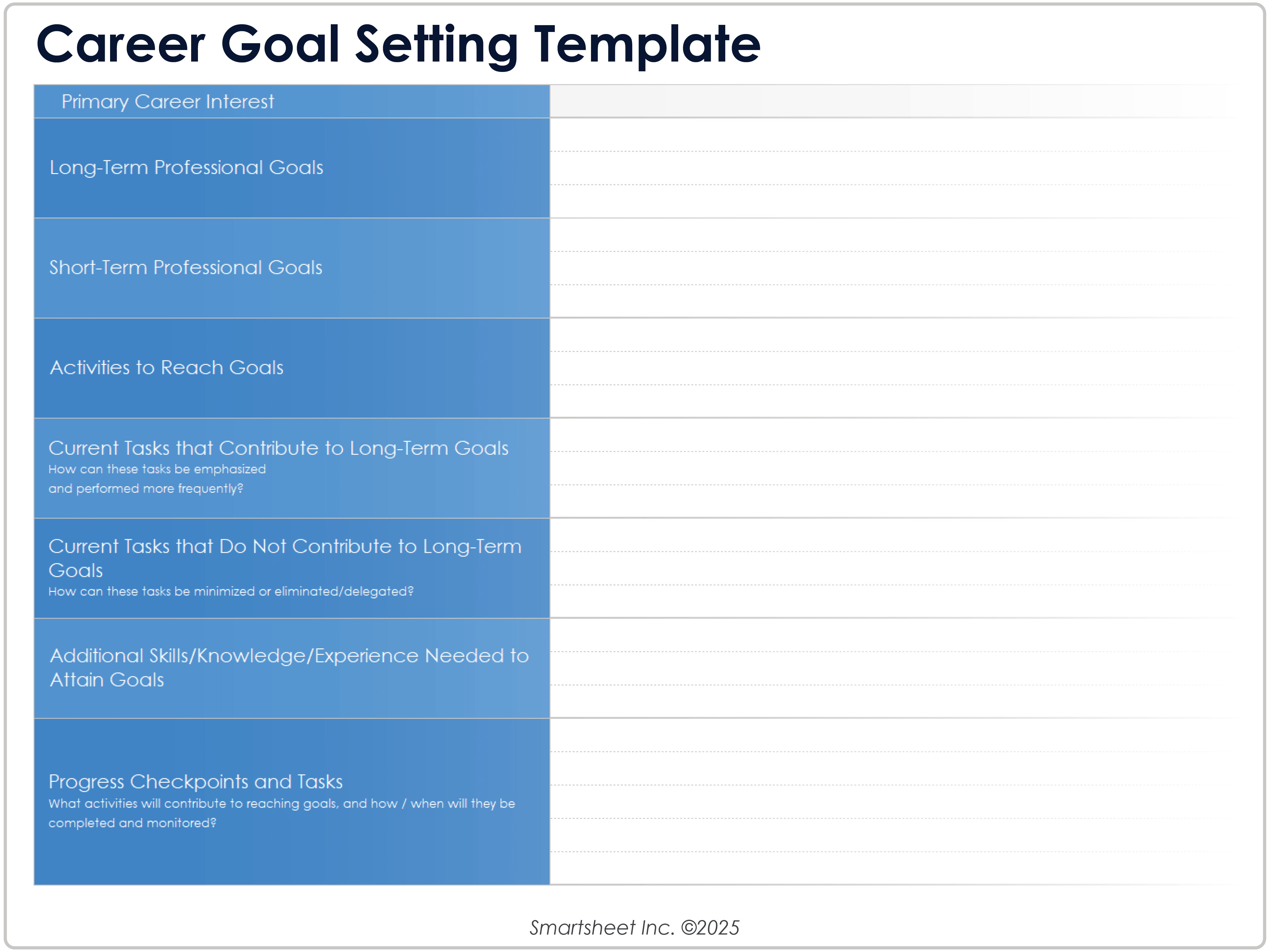 Career Goal Setting Template 9237