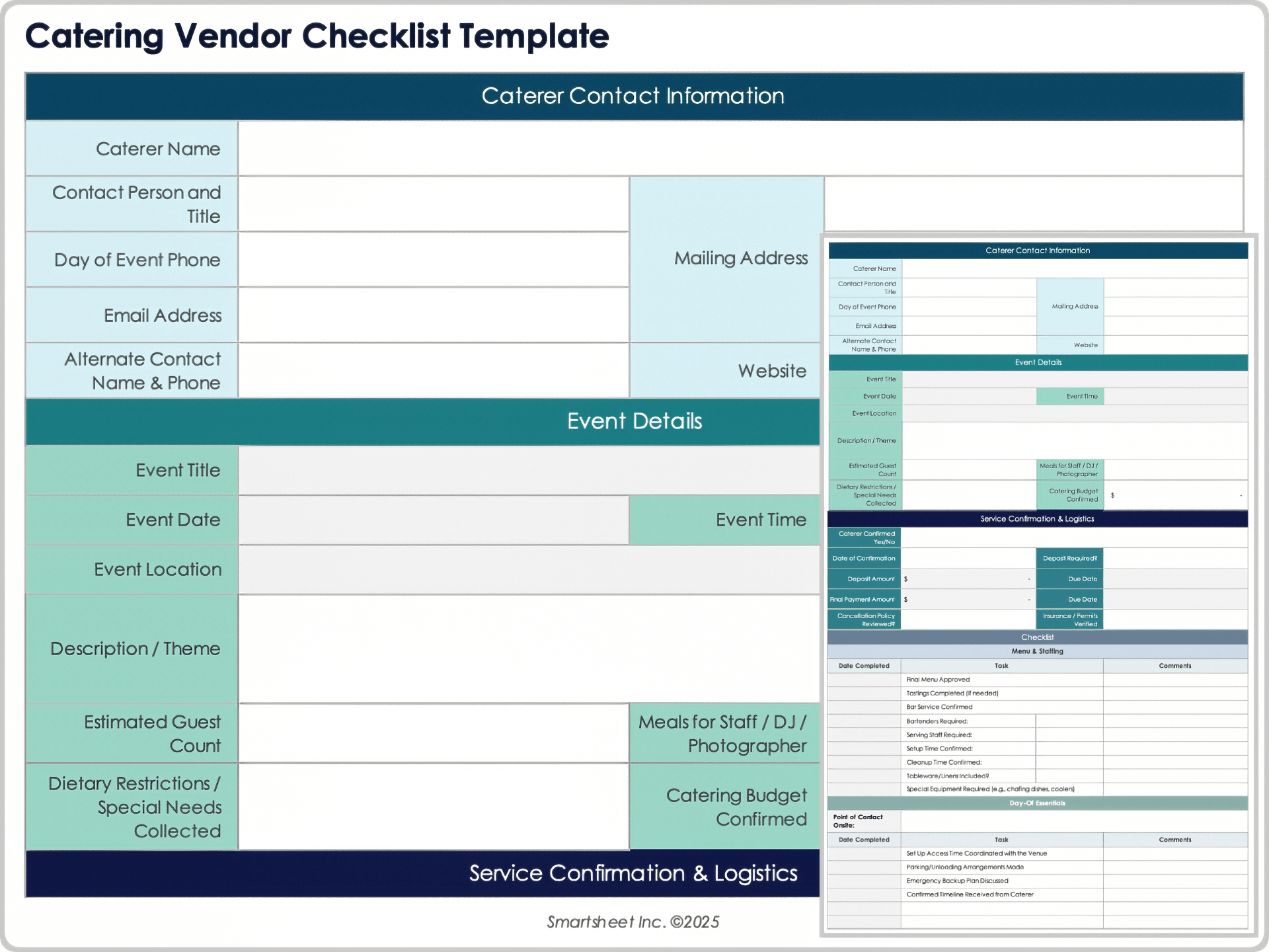 Catering Vendor Checklist Template 9053