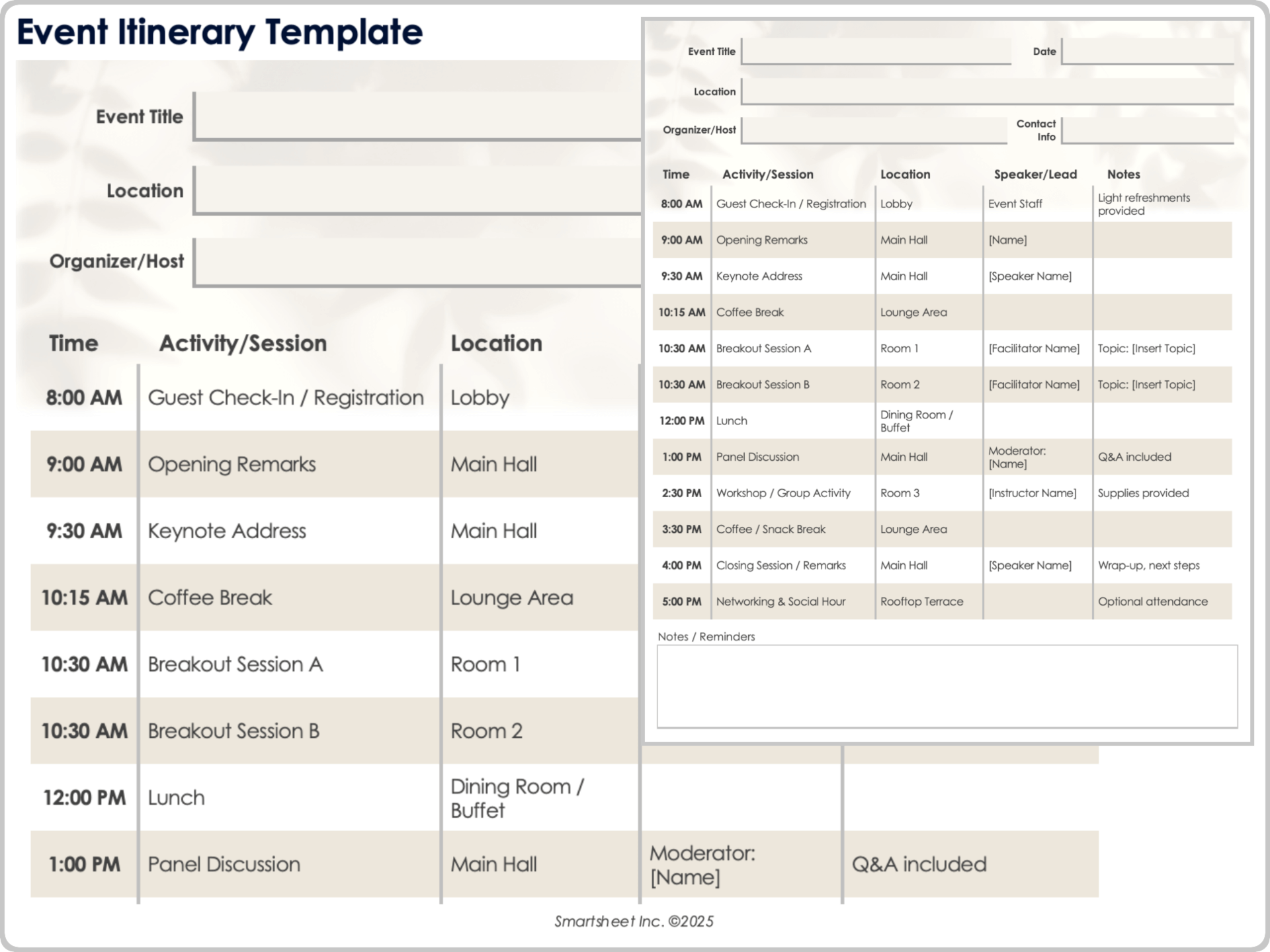 Event Itinerary Template 9053
