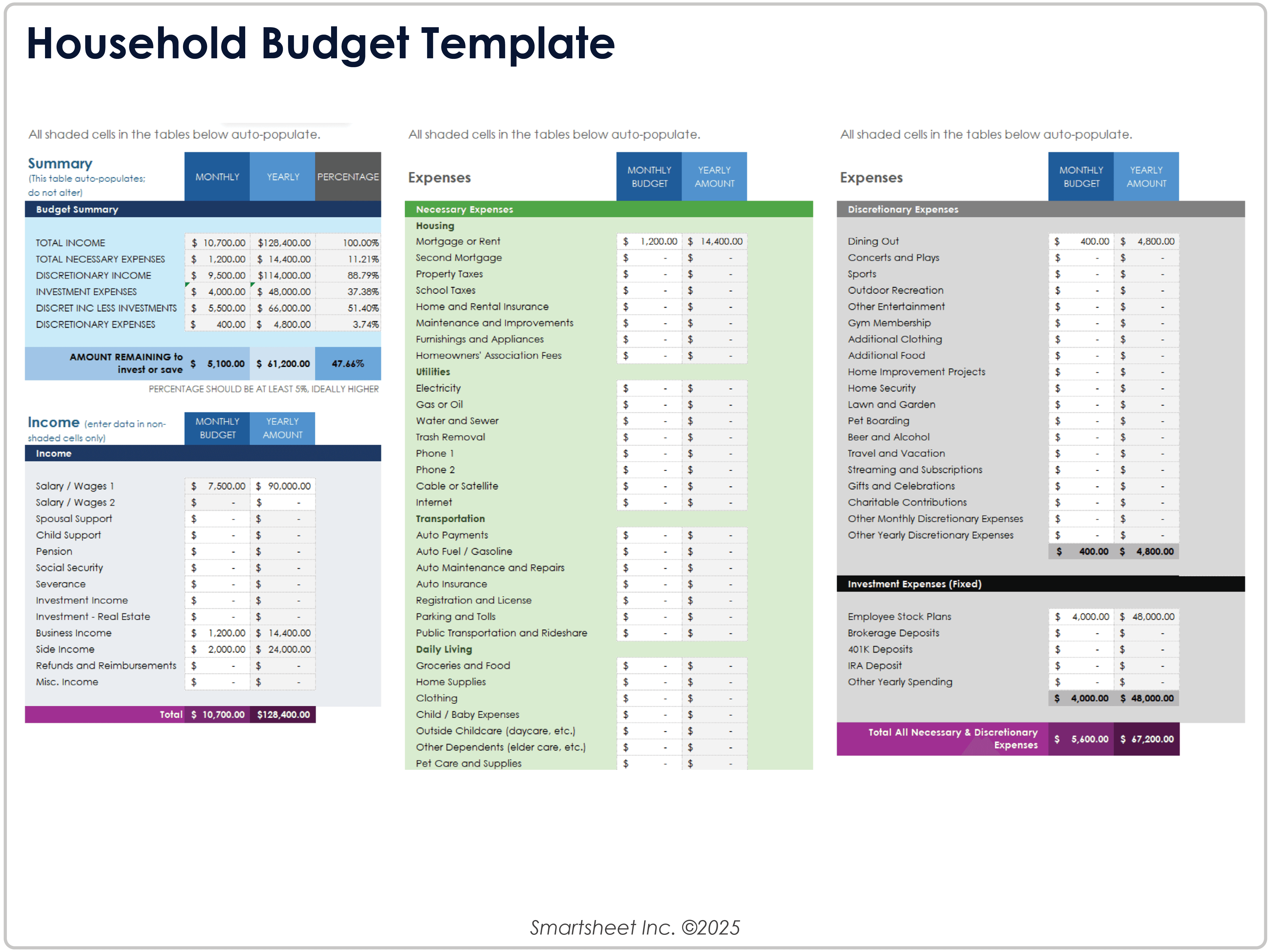 Household Budget Template