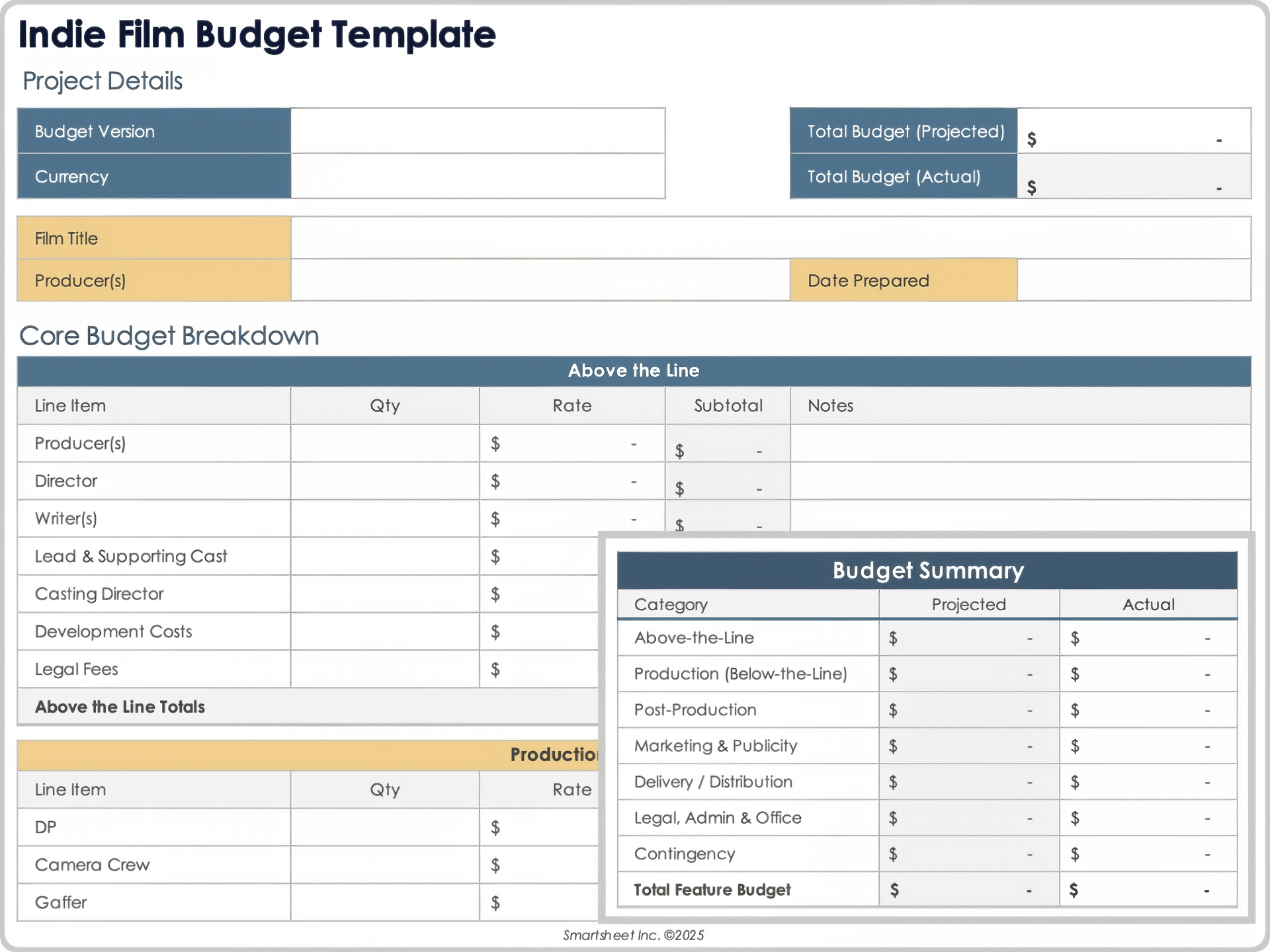 Indie Film Budget Template 12414