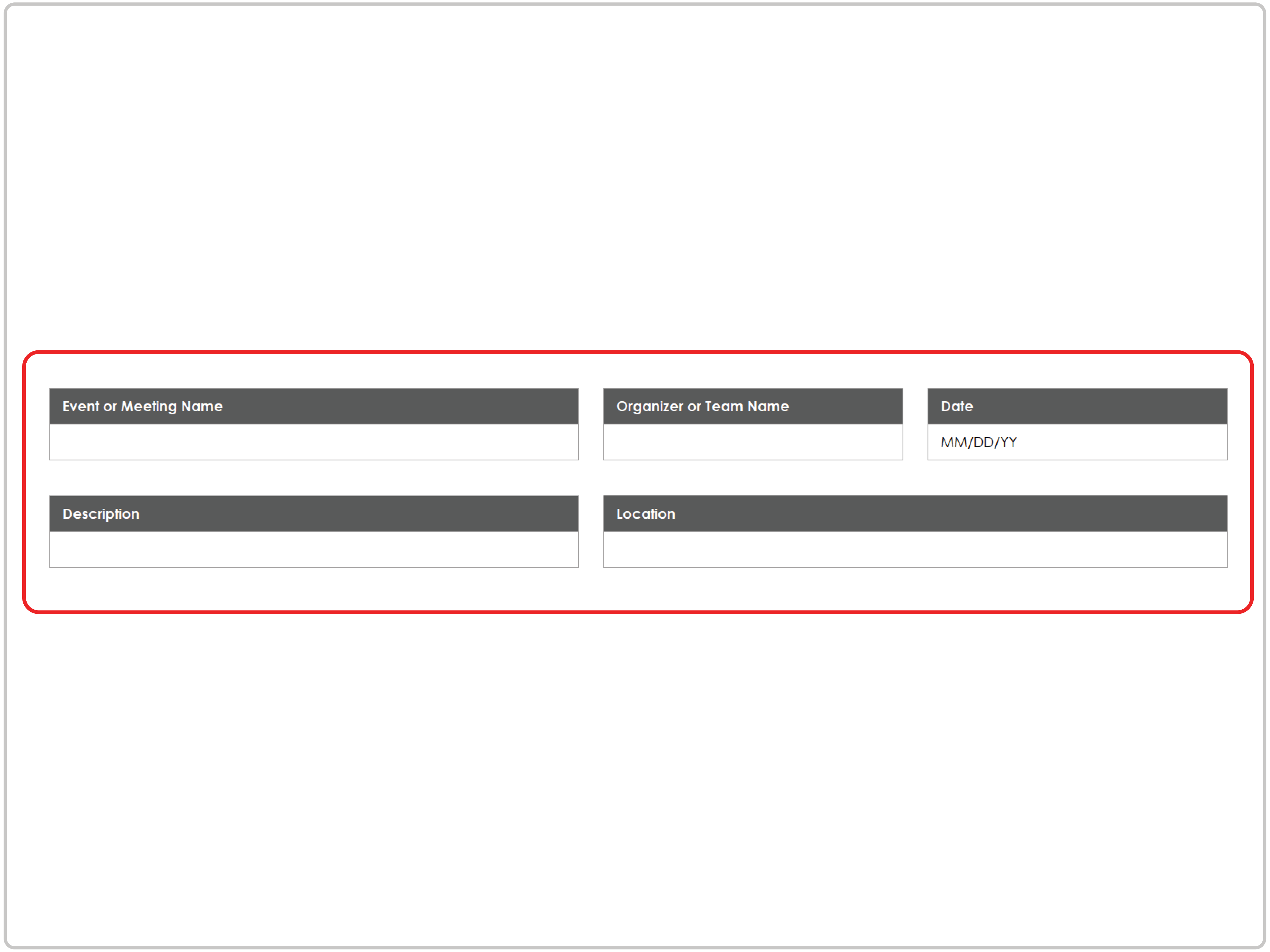 Monthly Attendance Spreadsheet Template Header Section