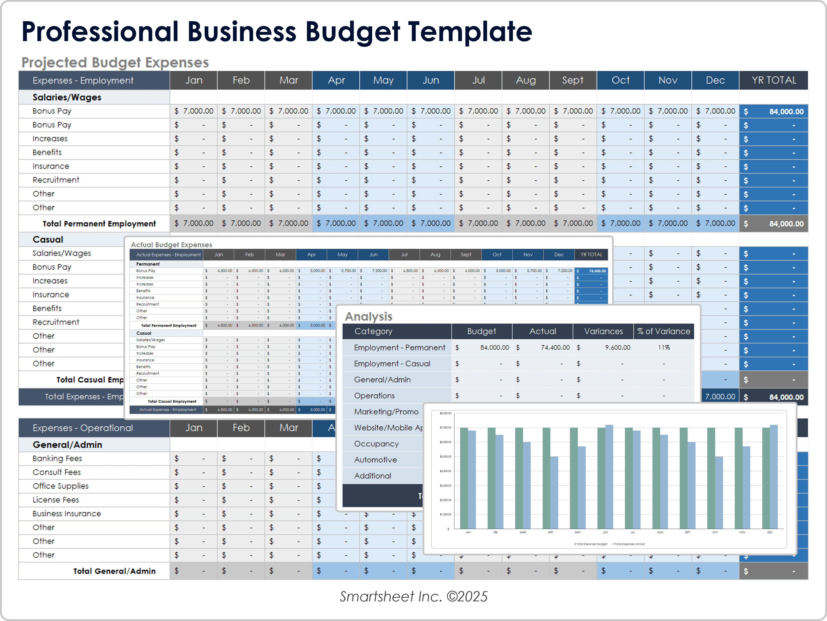 Professional Business Budget Template
