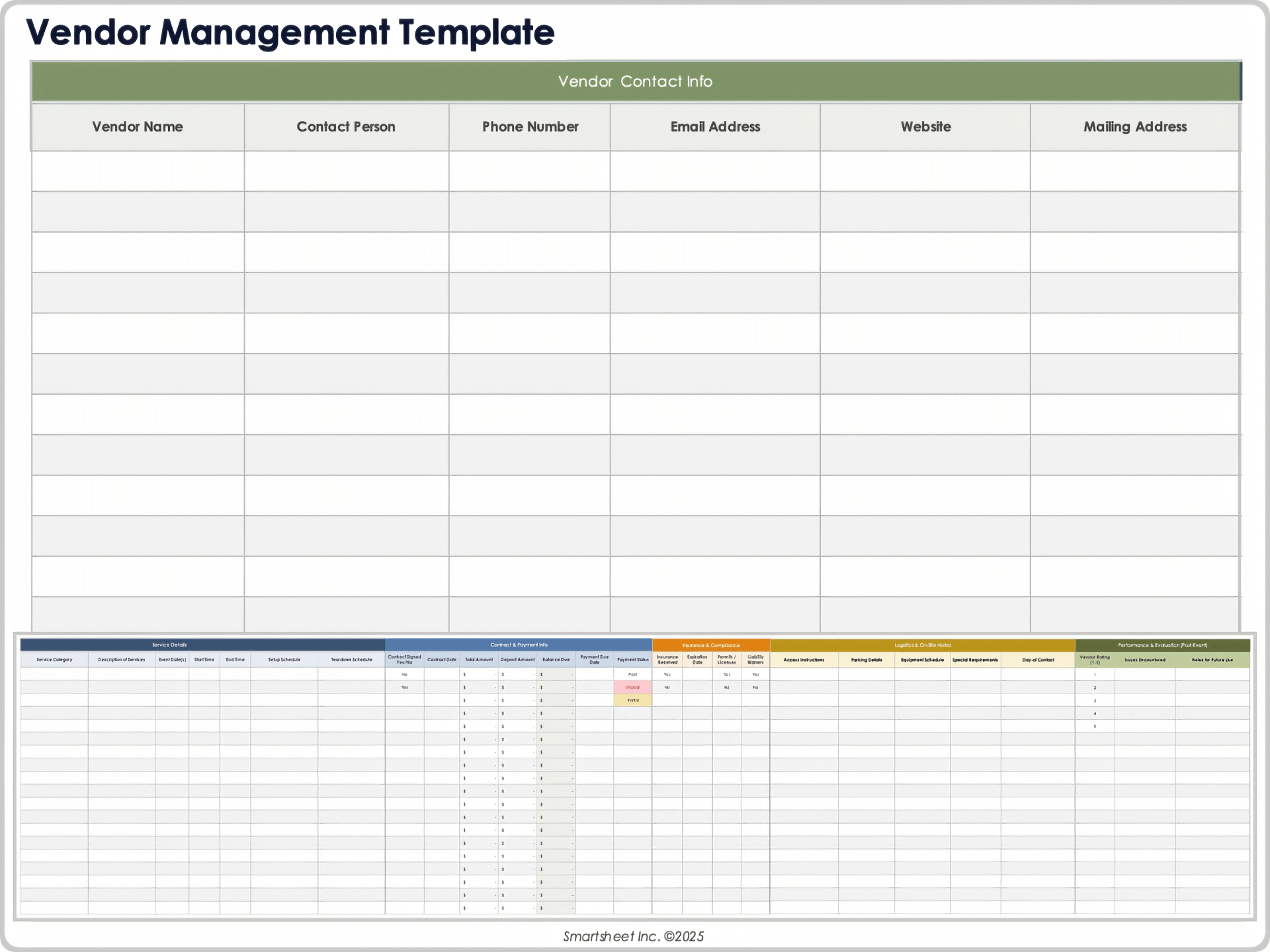 Vendor Management Template 9053