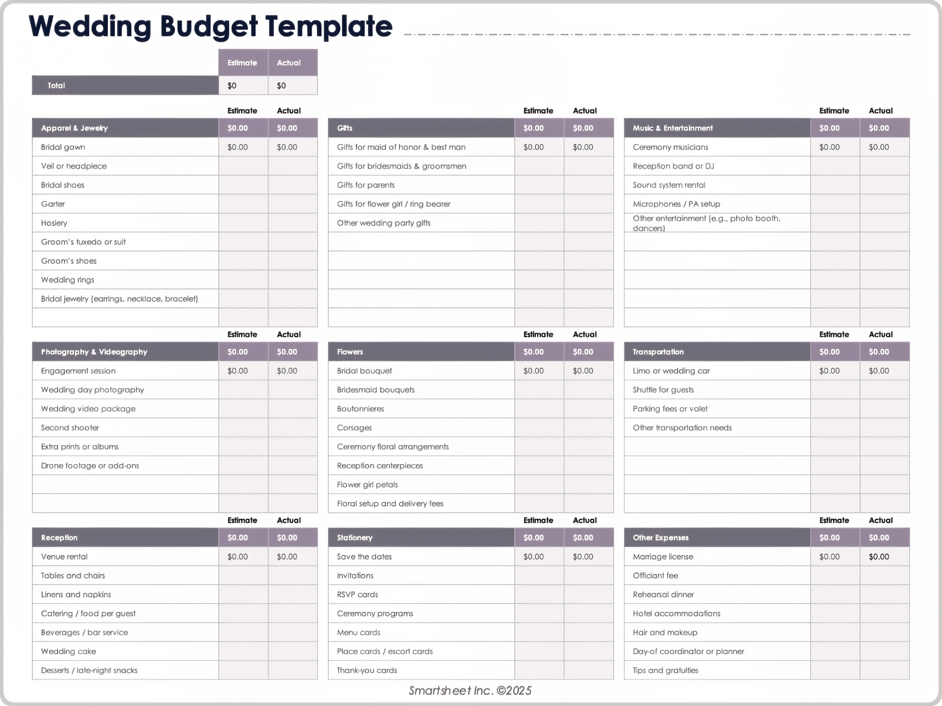 Wedding Budget Template 9053