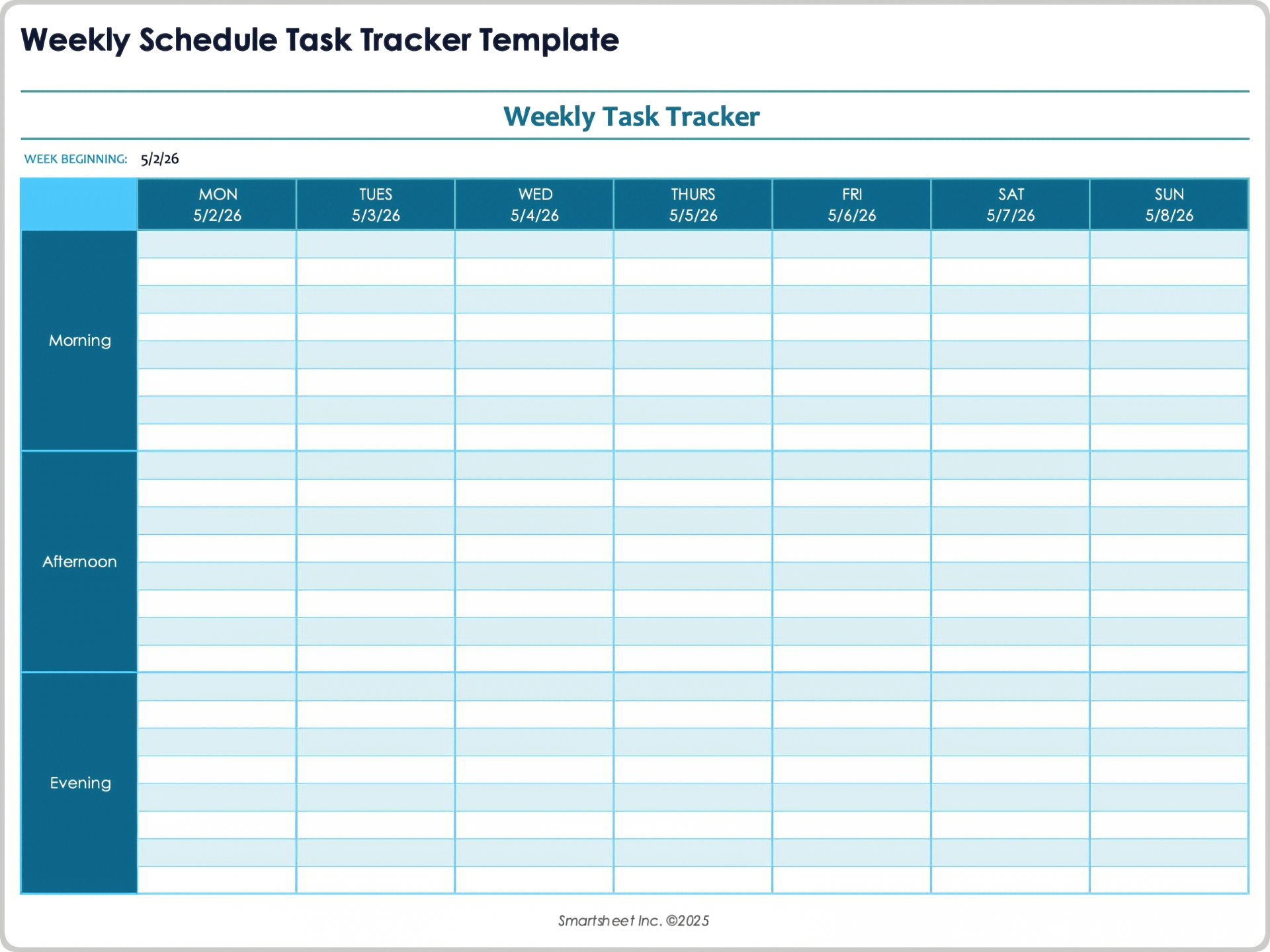 Weekly Schedule Task Tracker Template 12412
