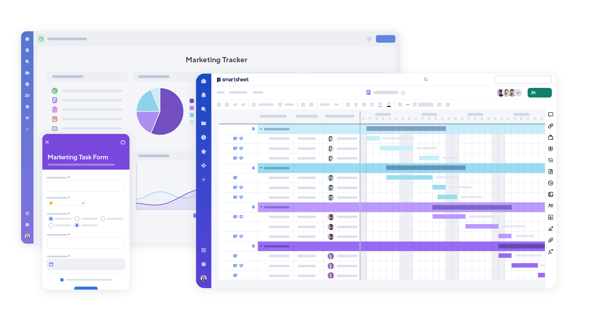 Marketing tracker sheet, intake form, and dashboard product image