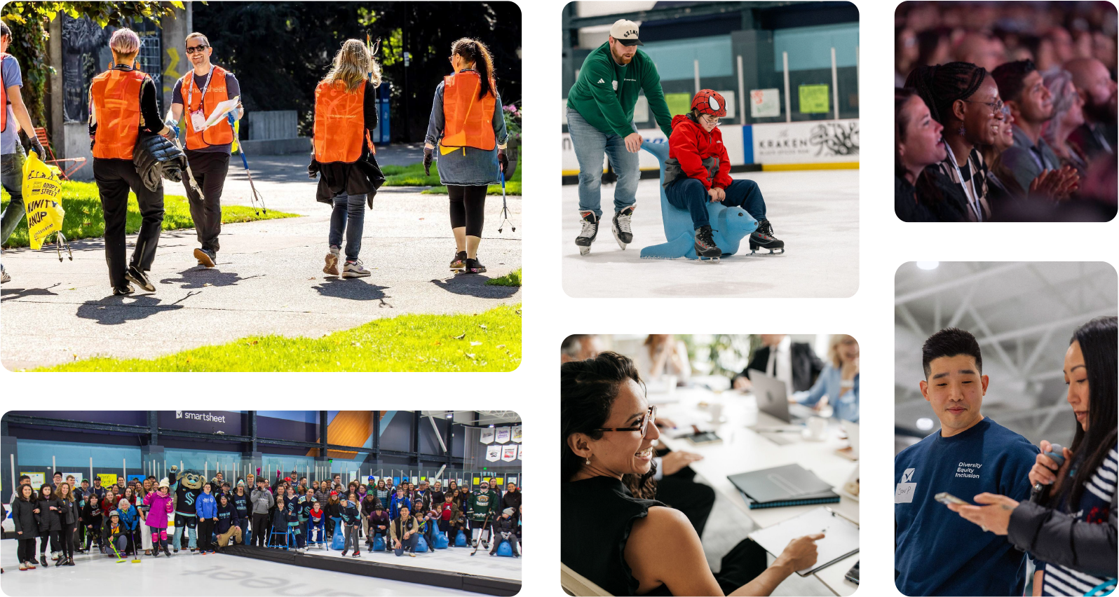 Collage of Smartsheet corporate responsibility activities