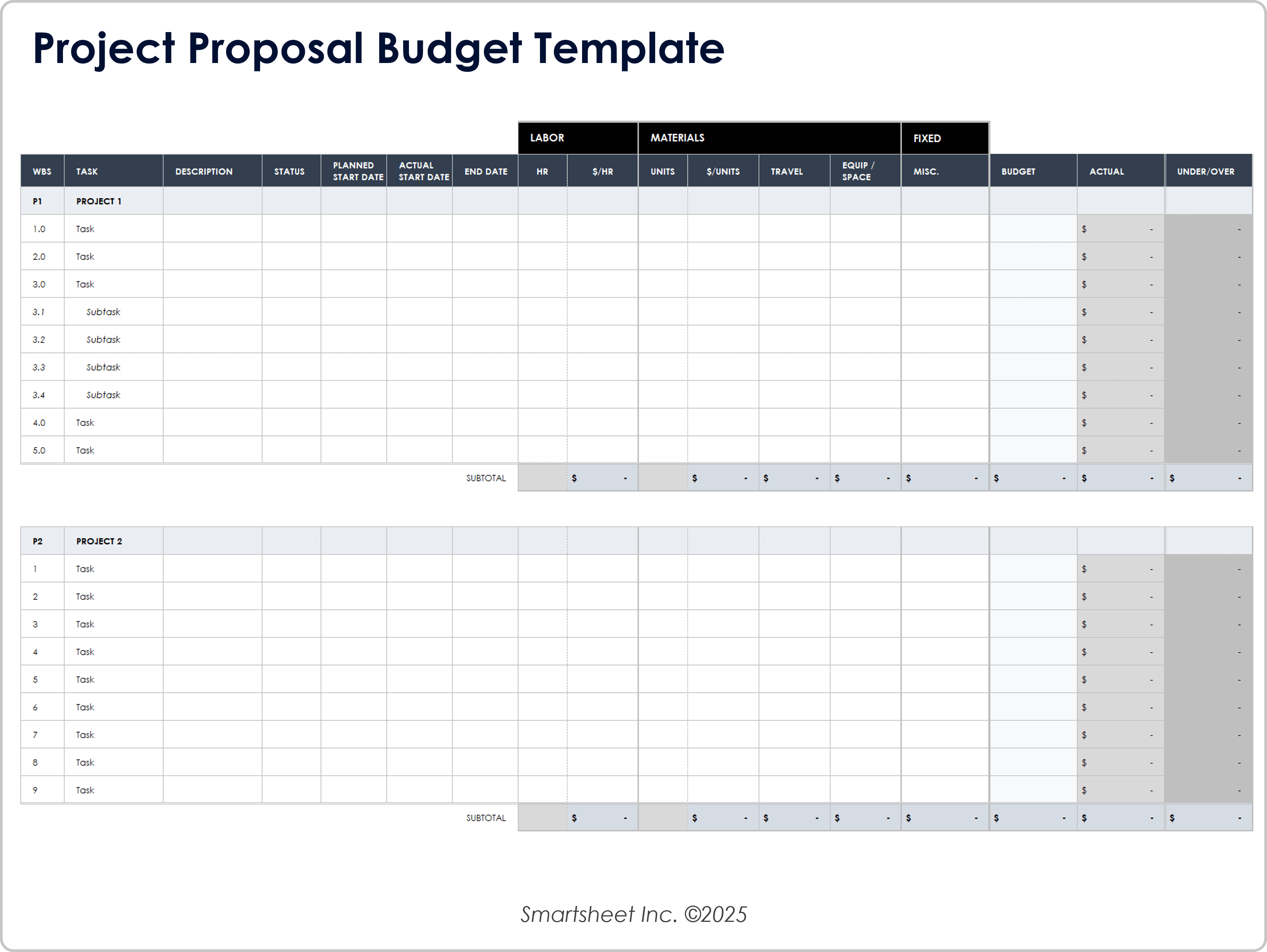 Project Proposal Budget Template