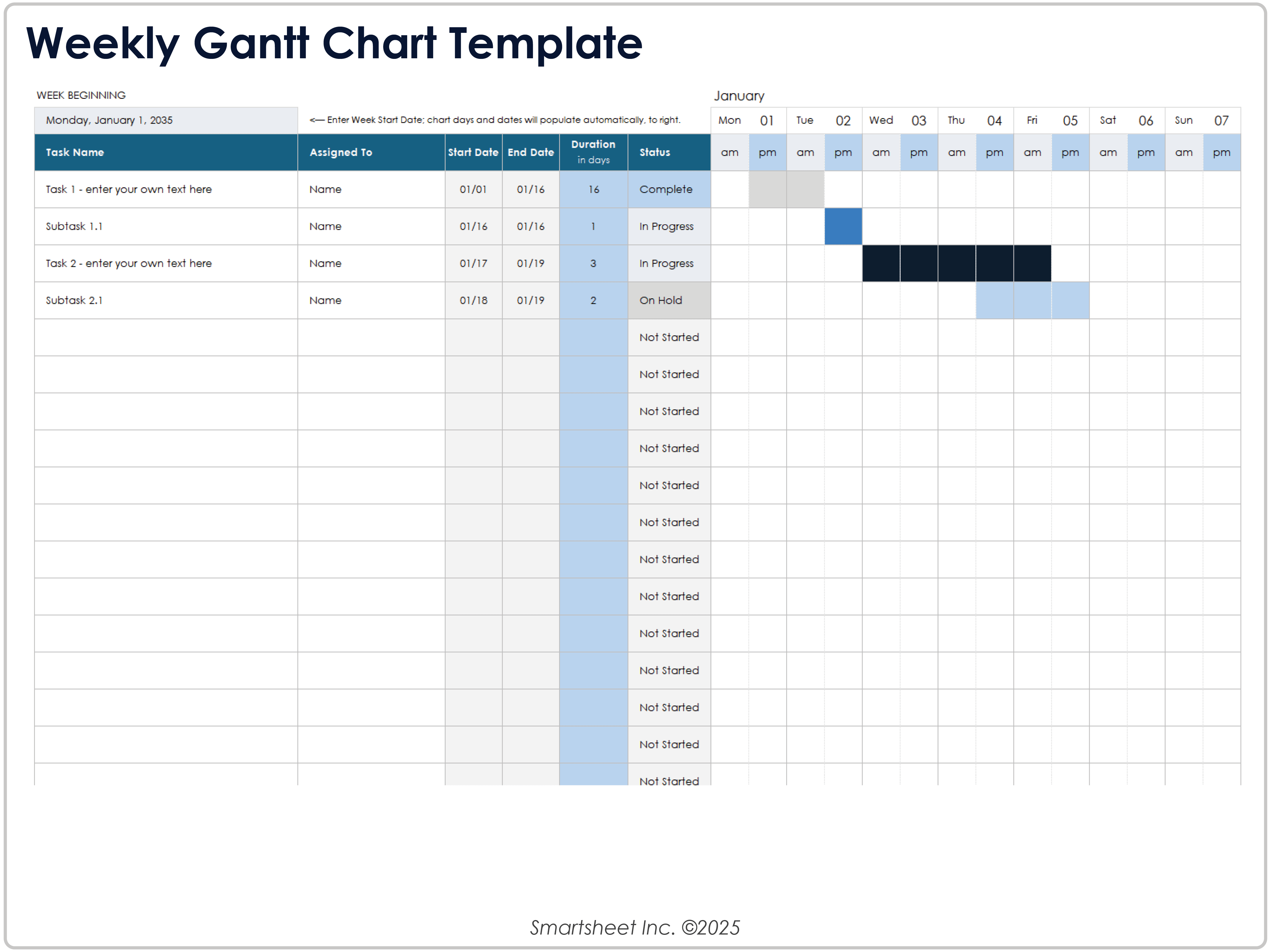 Weekly Gantt Chart Template