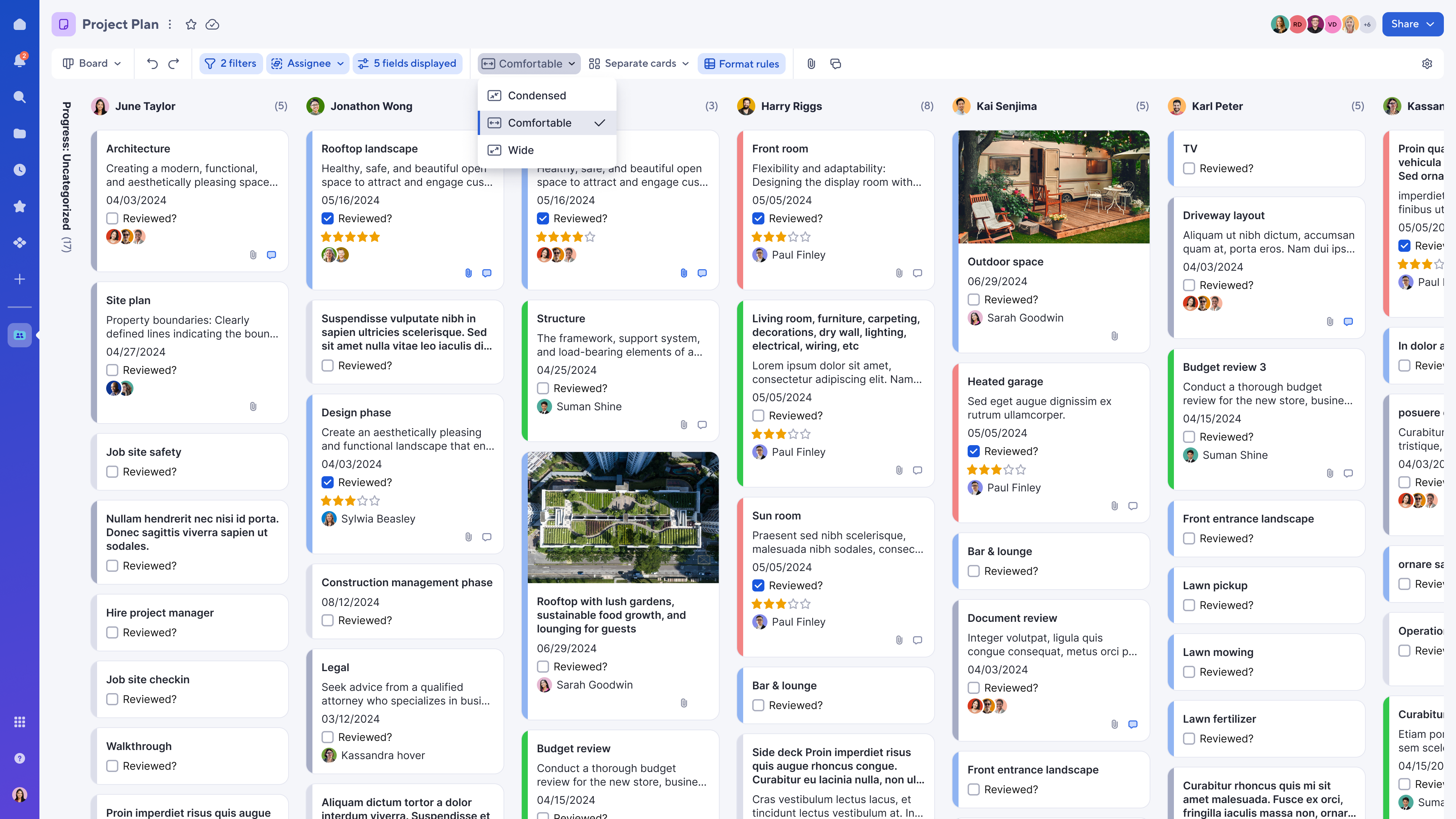 New and improved card density settings in board view