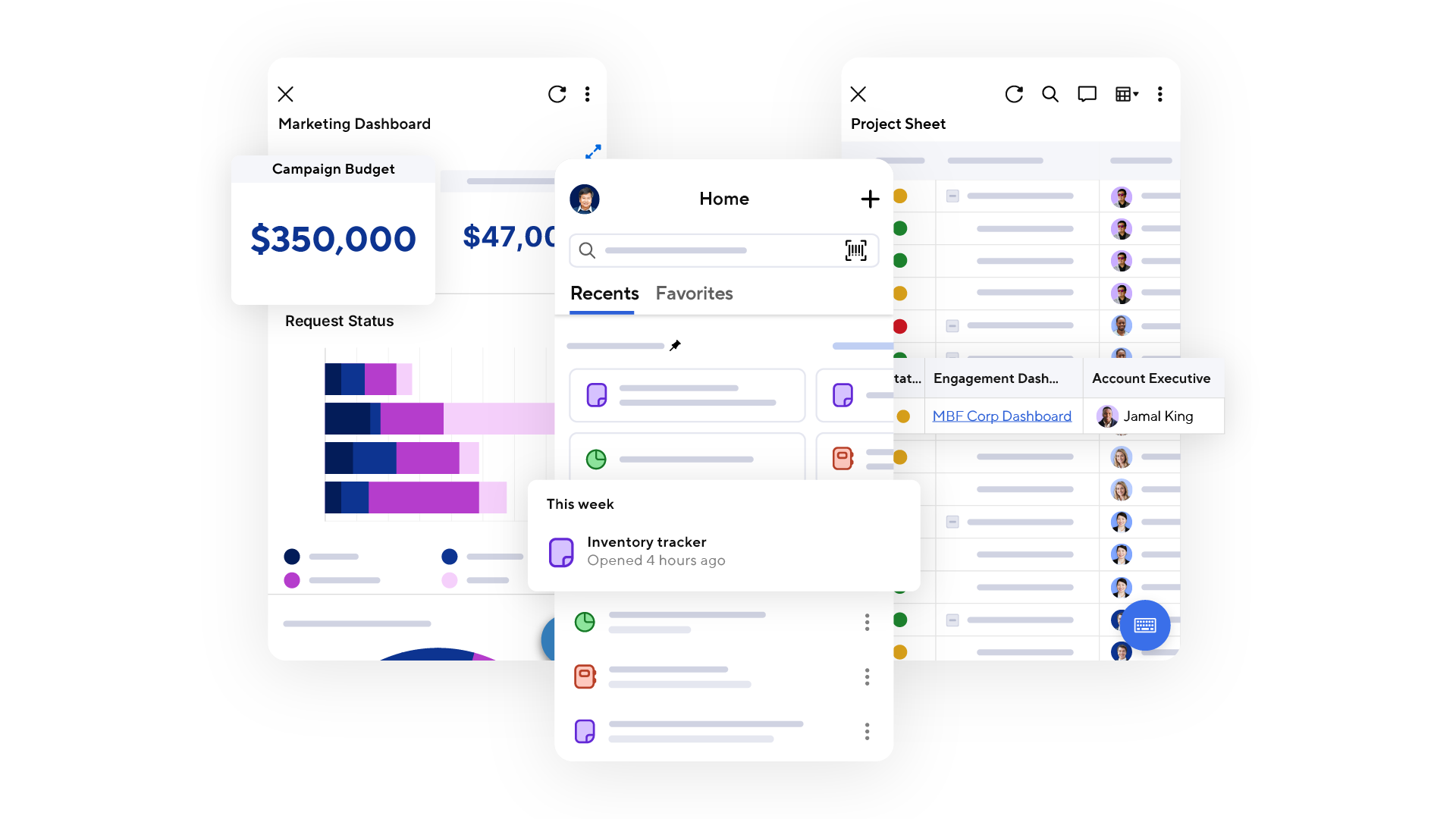 mobile views of smartsheet