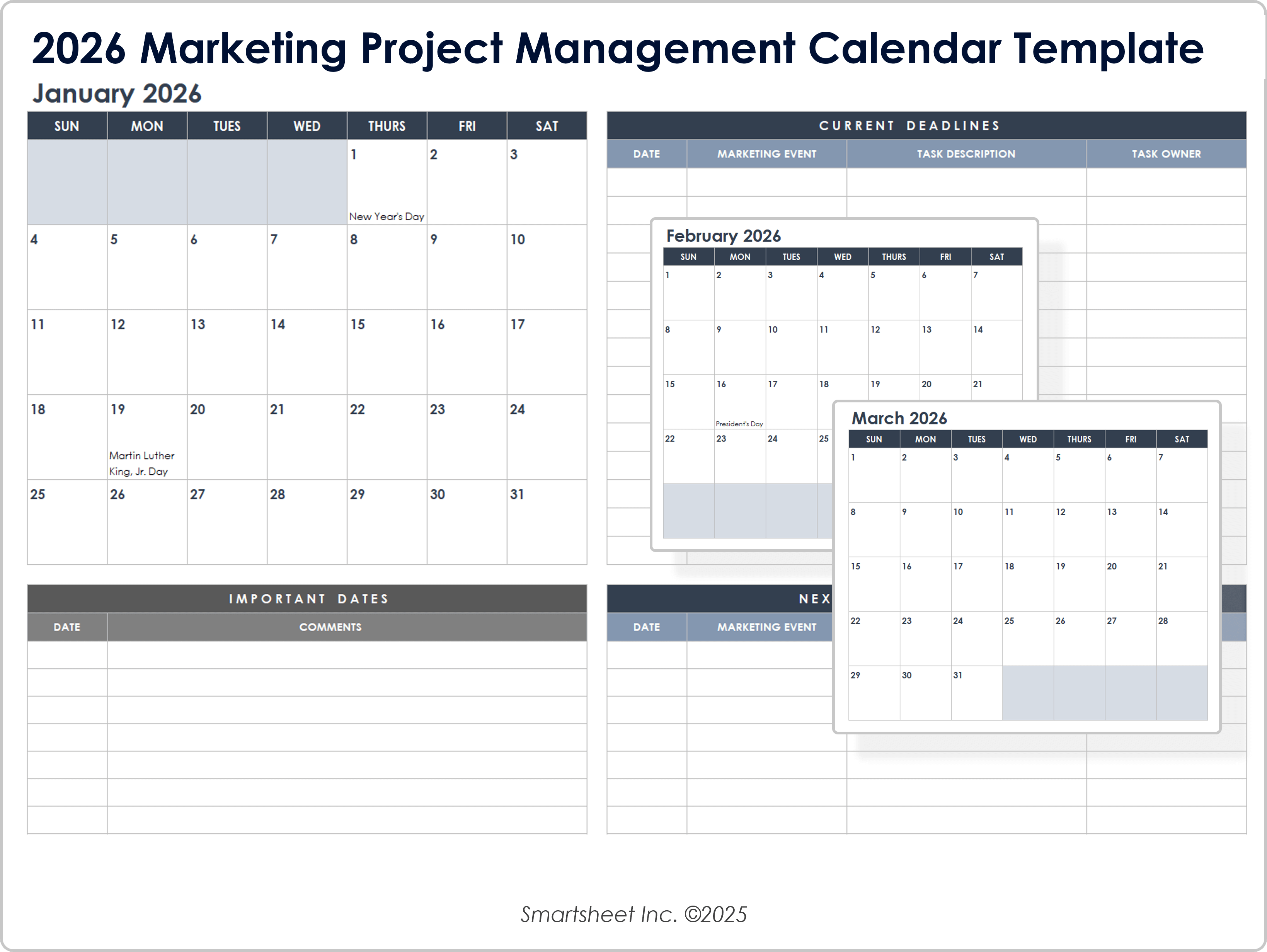 2026 Monthly Marketing Calendar Template