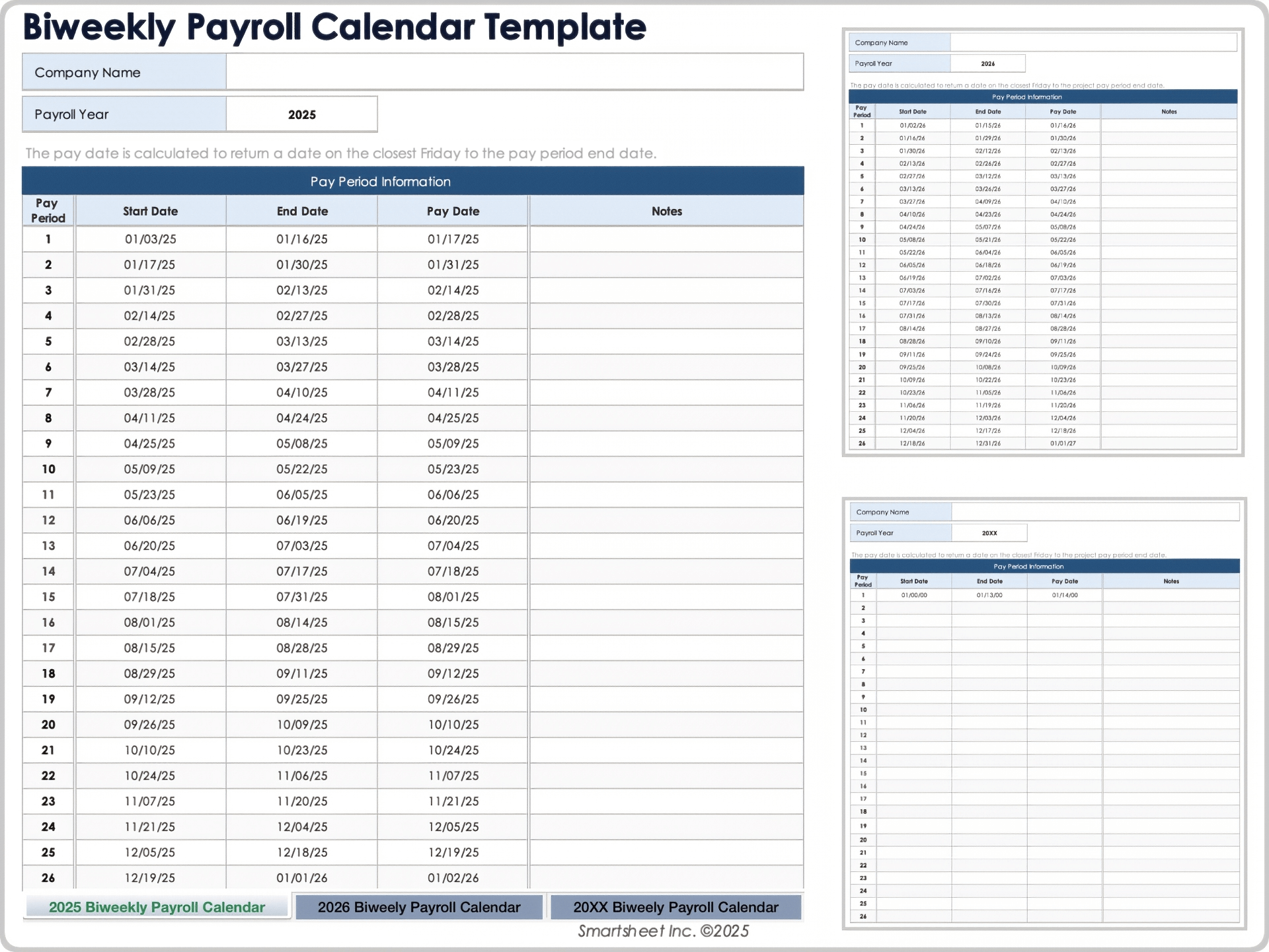 Biweekly Payroll Calendar Template