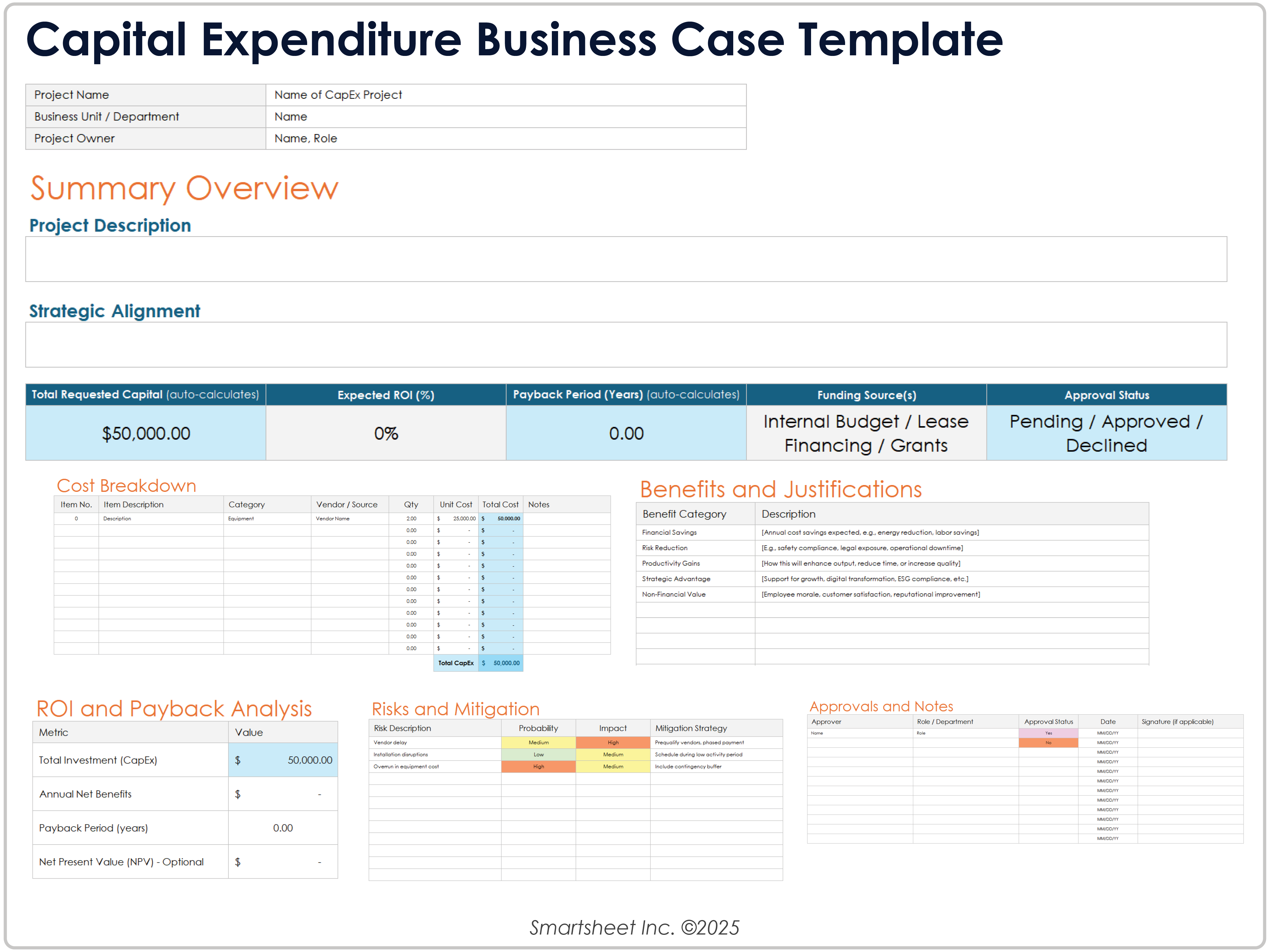 Capital Expenditure Business Case Template