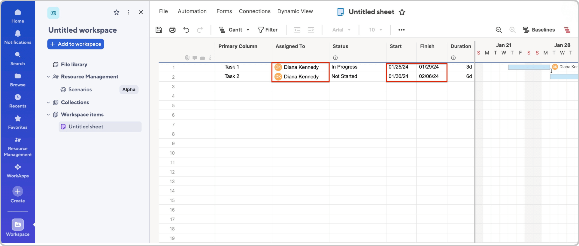 Create a Gantt Chart in Smartsheet Add Dates and Assign Owners