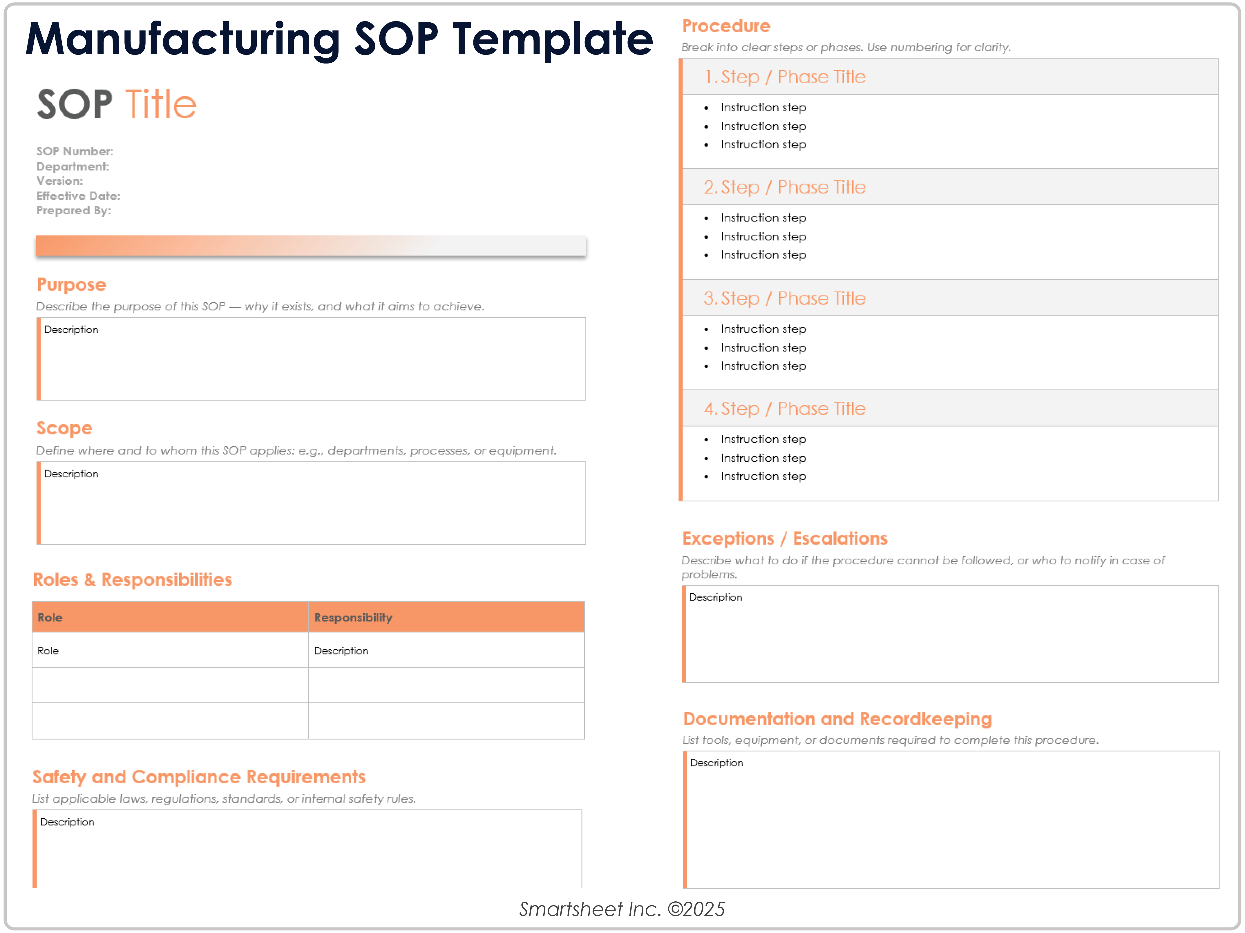 Manufacturing SOP Template