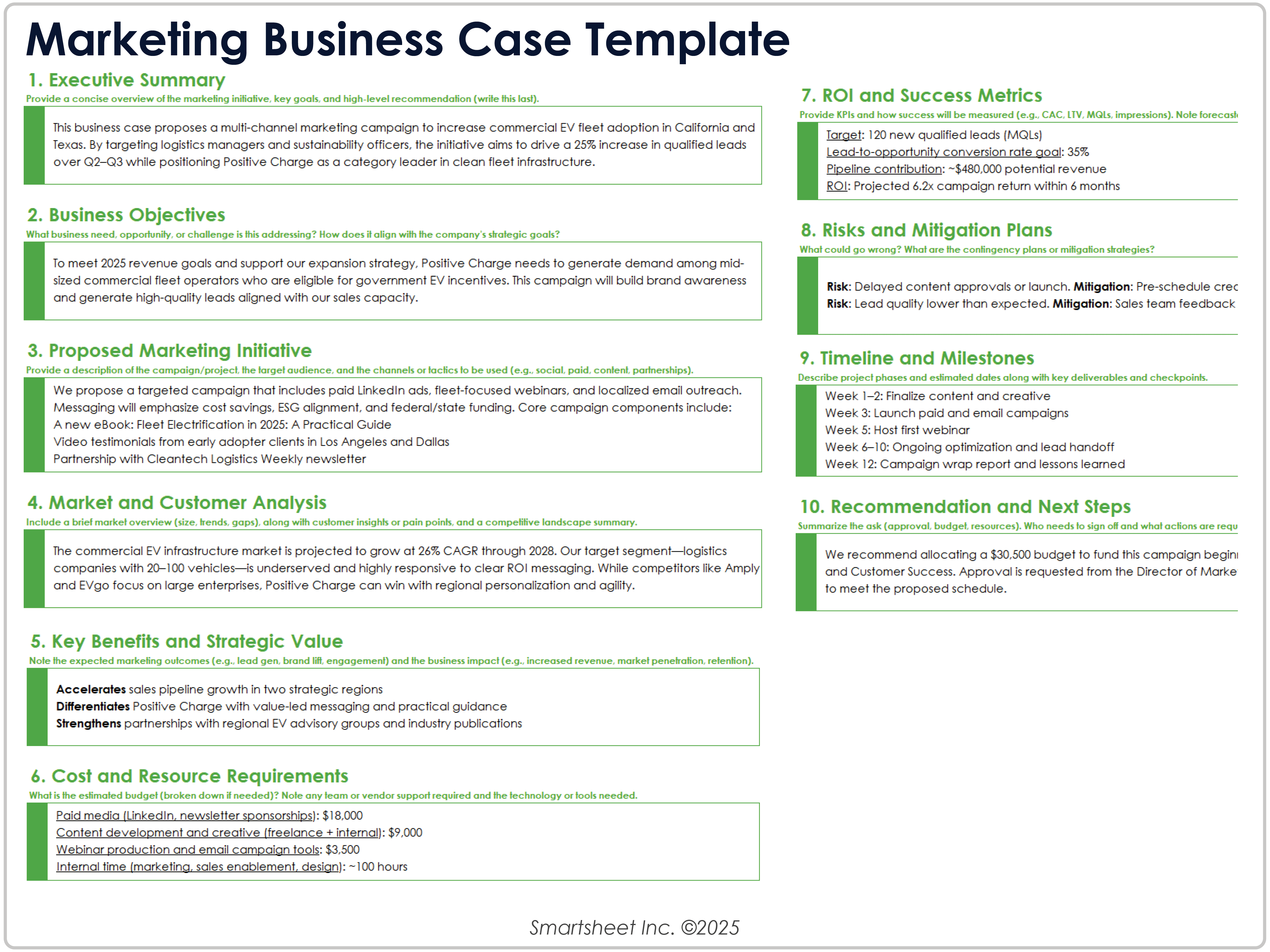 Marketing Business Case Template Example