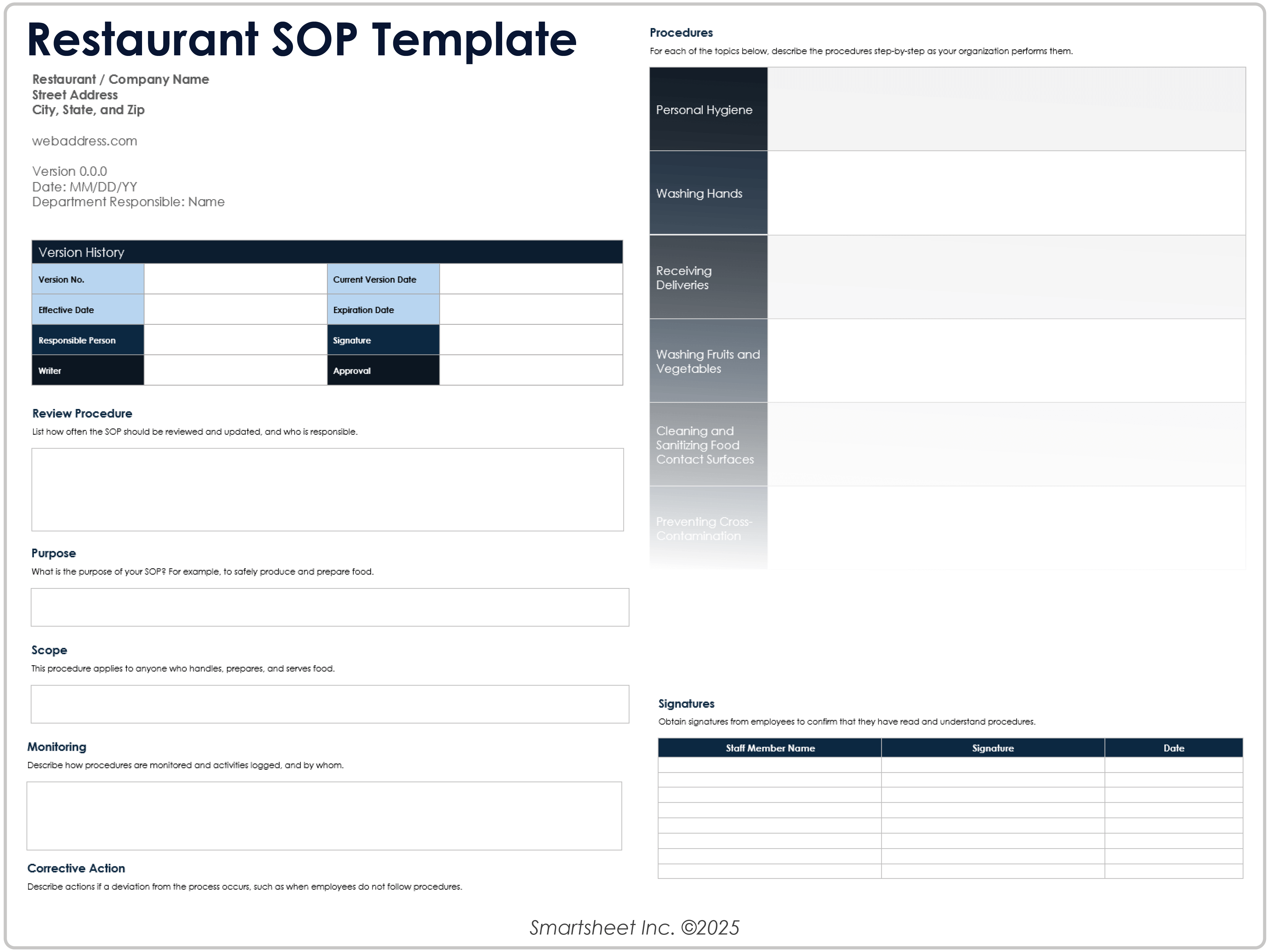 Restaurant SOP Template WORD