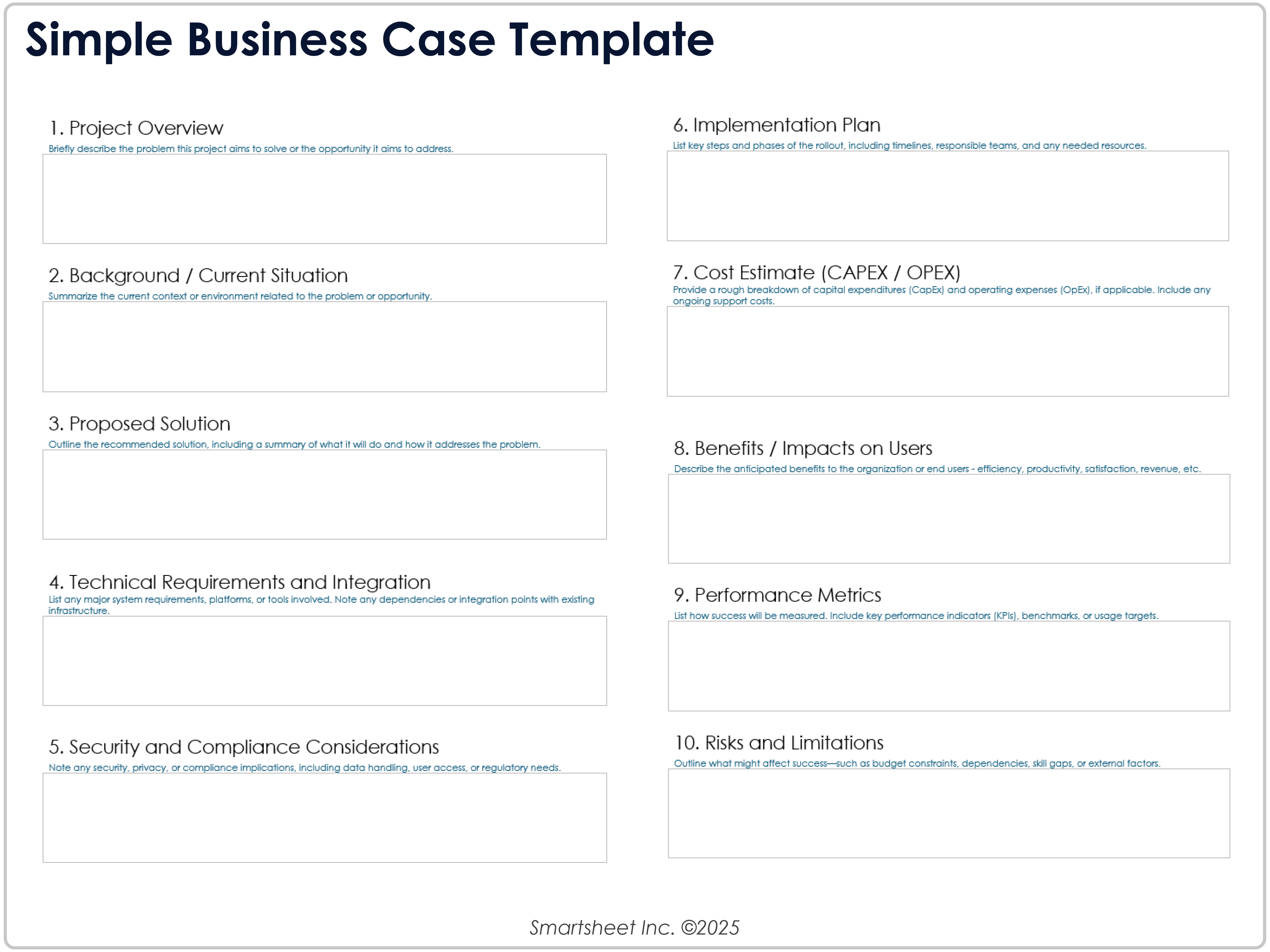 Simple Business Case Template