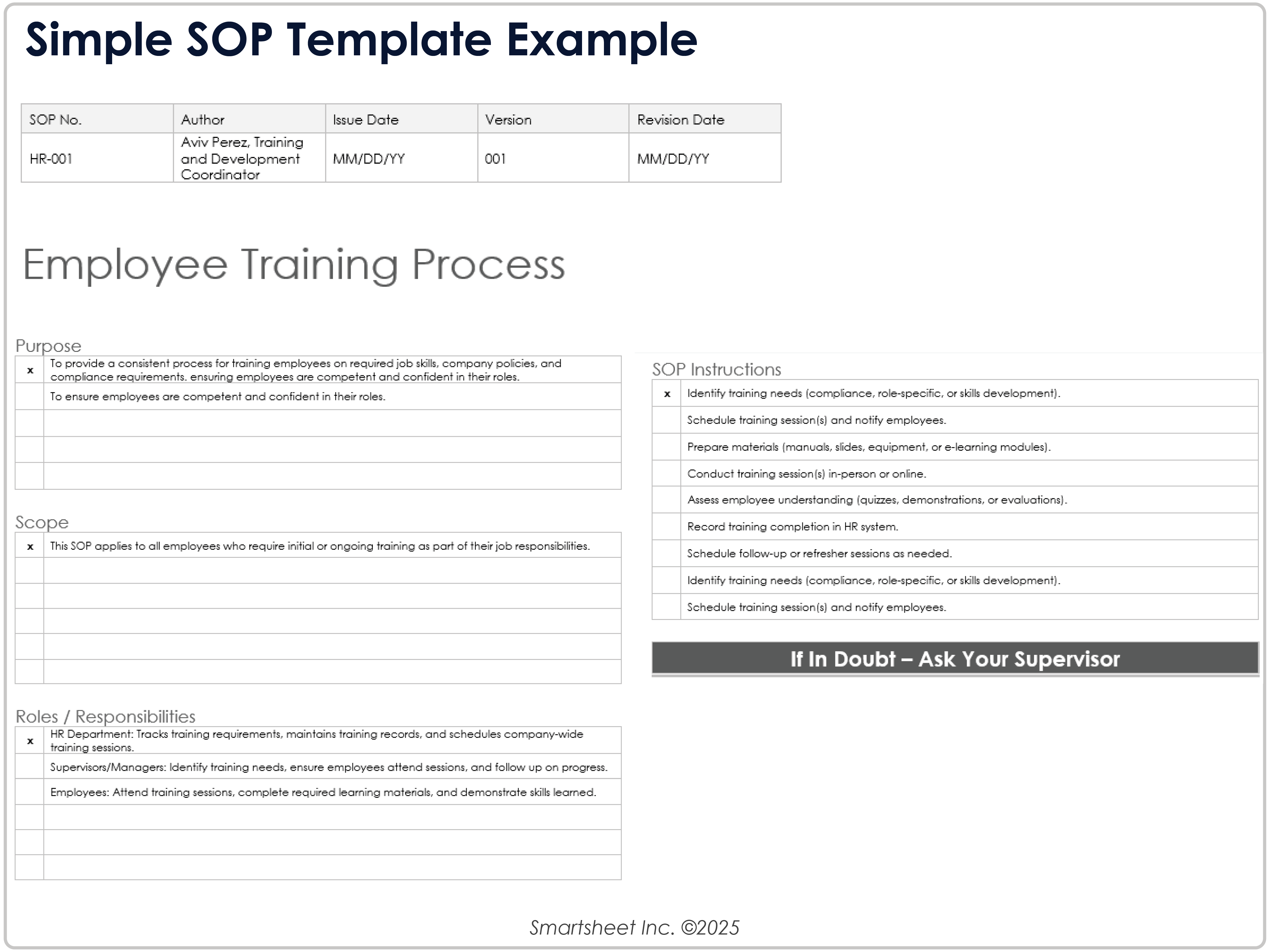 Simple SOP Template Example