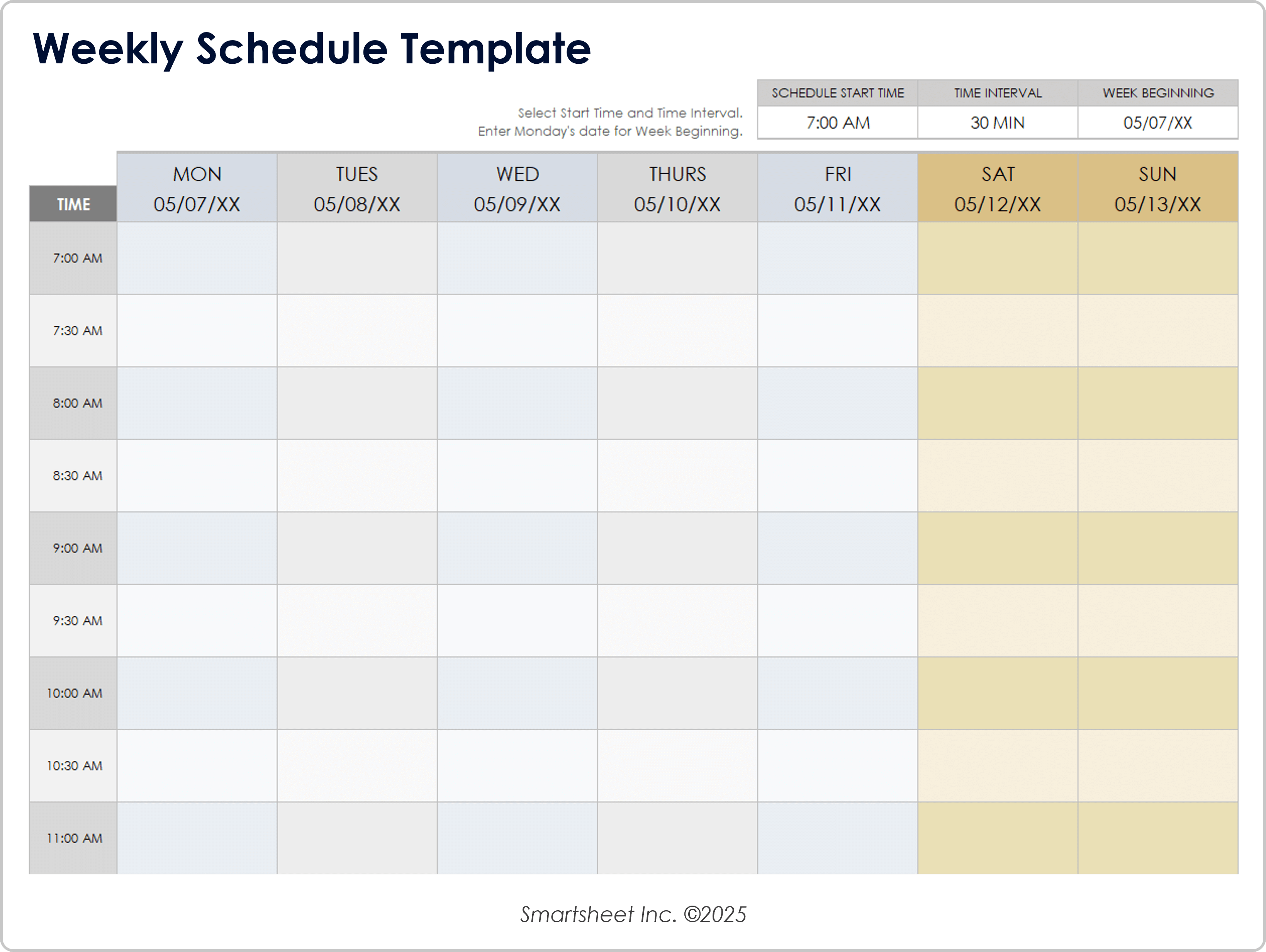 Weekly Schedule Template