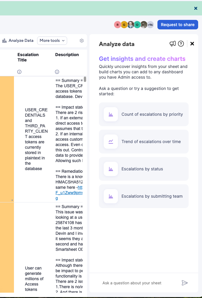 Analyze data now includes suggested prompts for chart generation