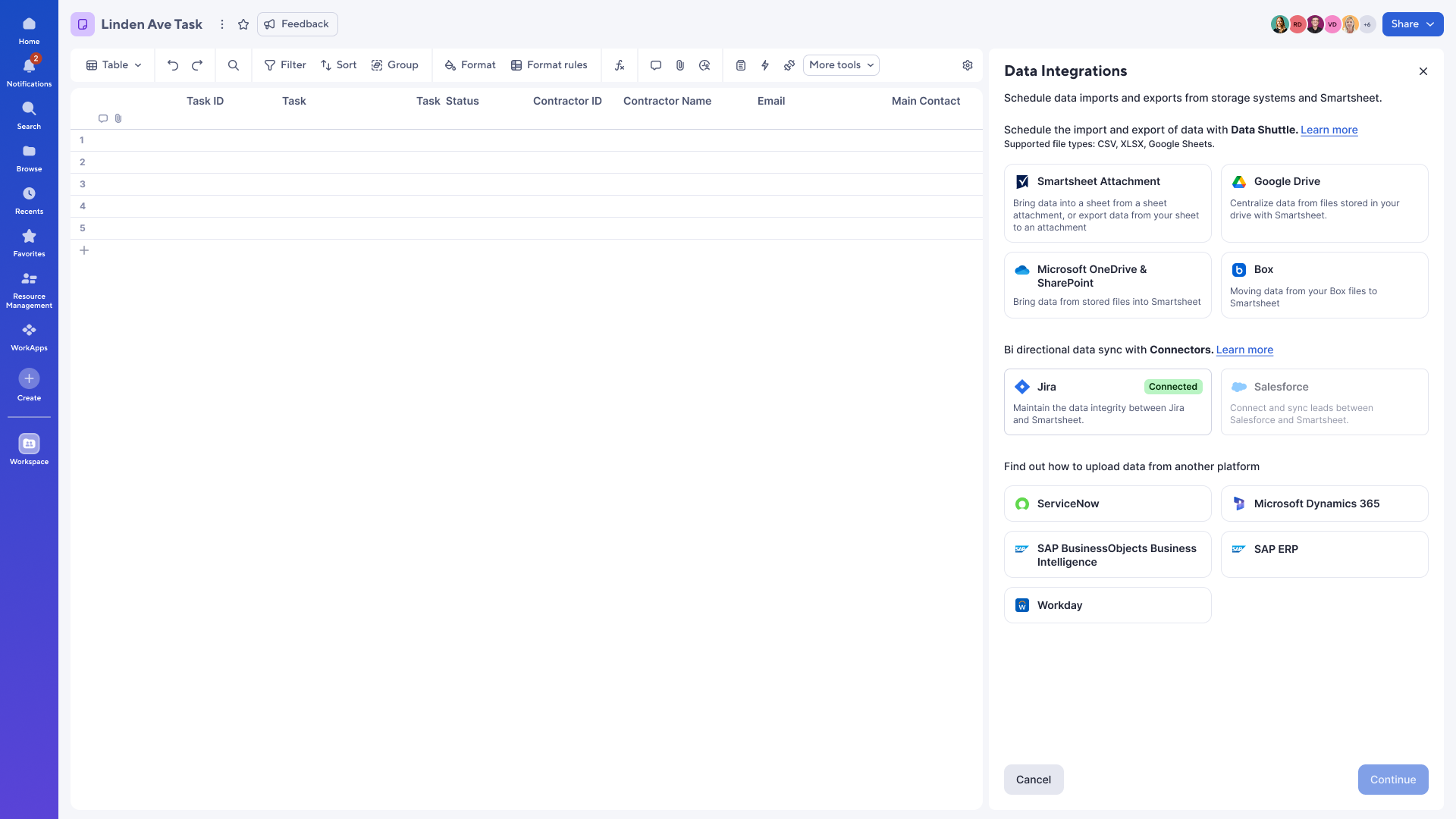 Jira and Salesforce Connector in the Integration Panel
