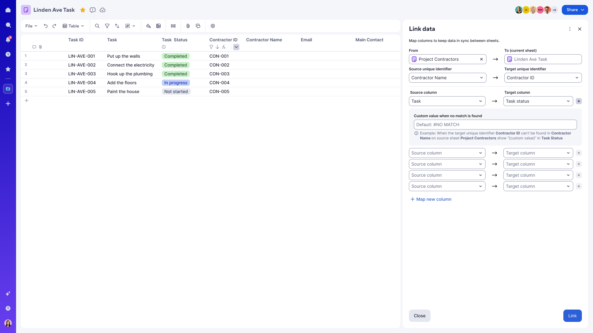 Custom Error Messages for Column Links