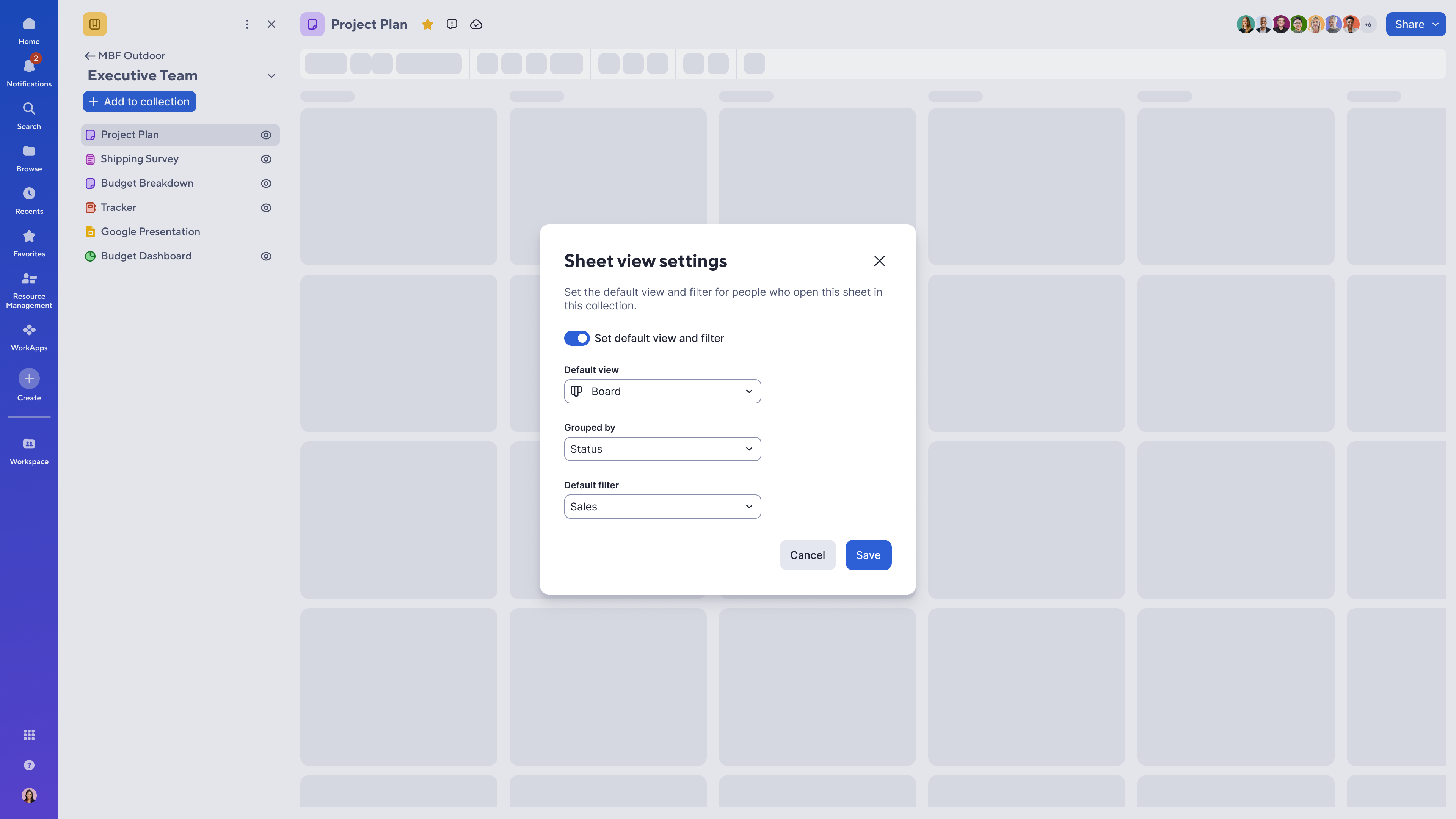 Collections page settings