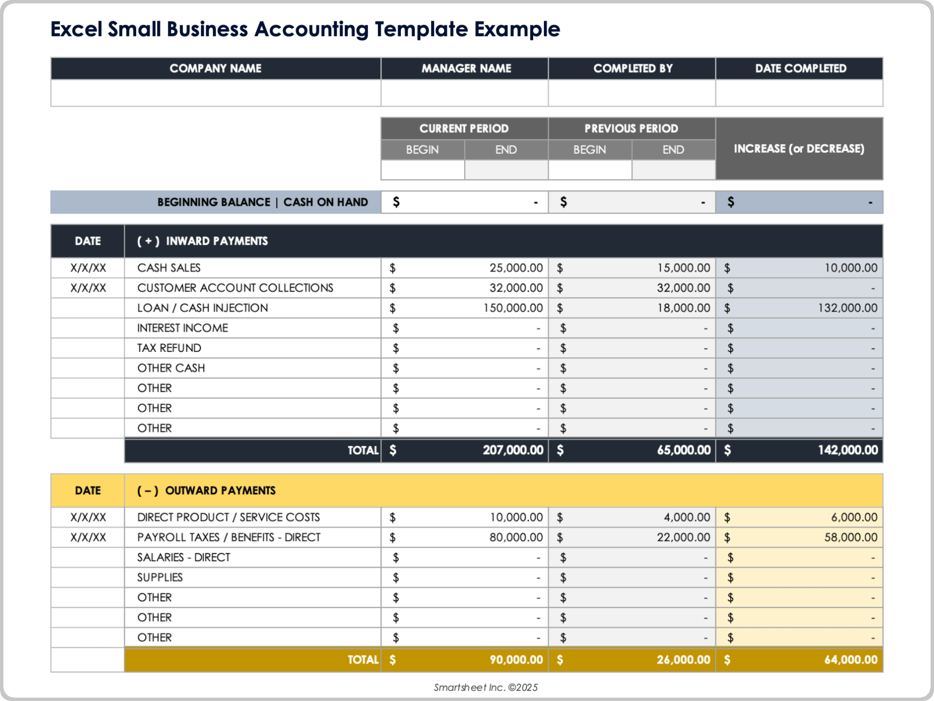 Excel Small Business Accounting Template Example