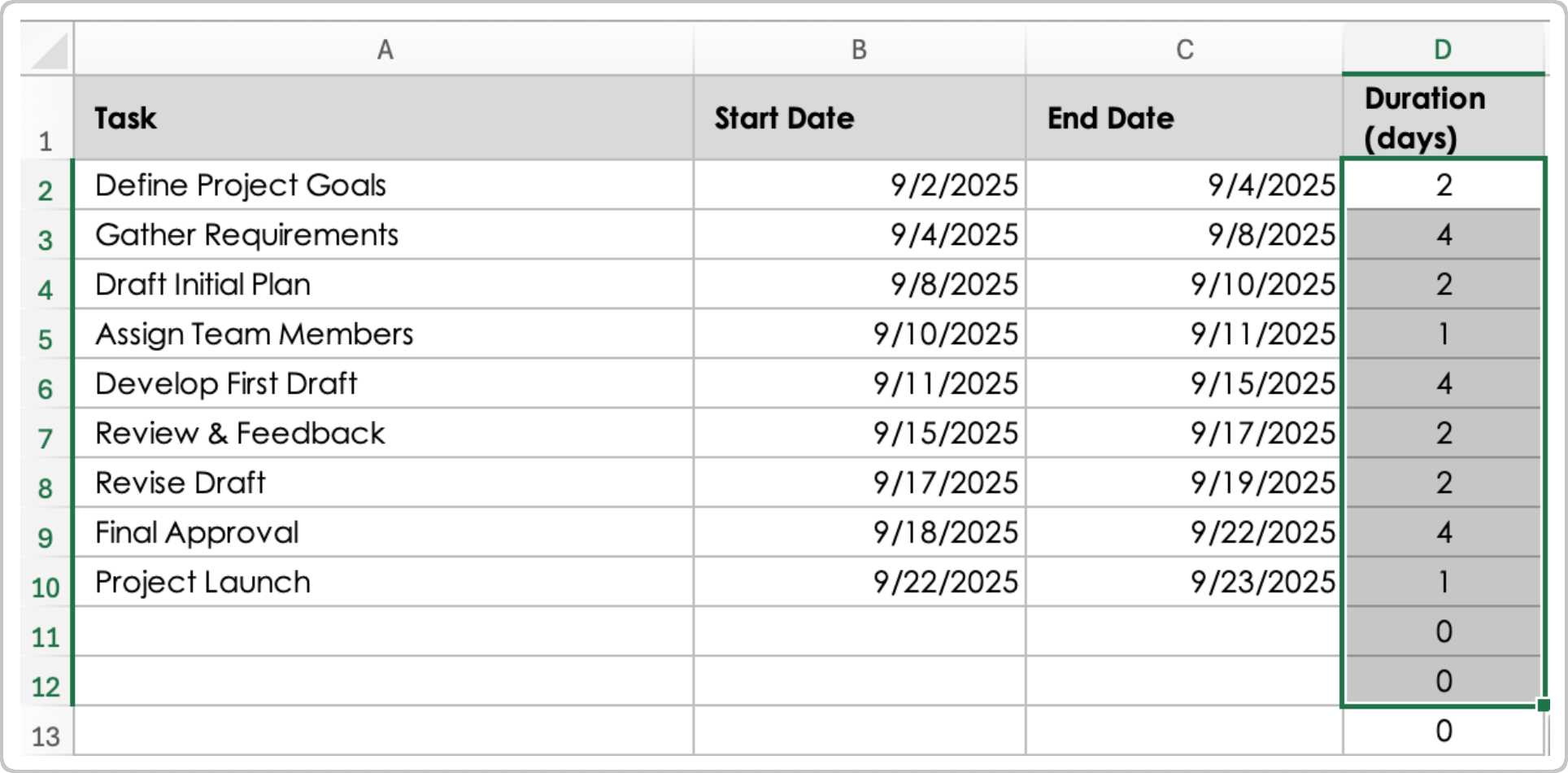 How To Build a Gantt Chart in Excel Drag Duration Formula