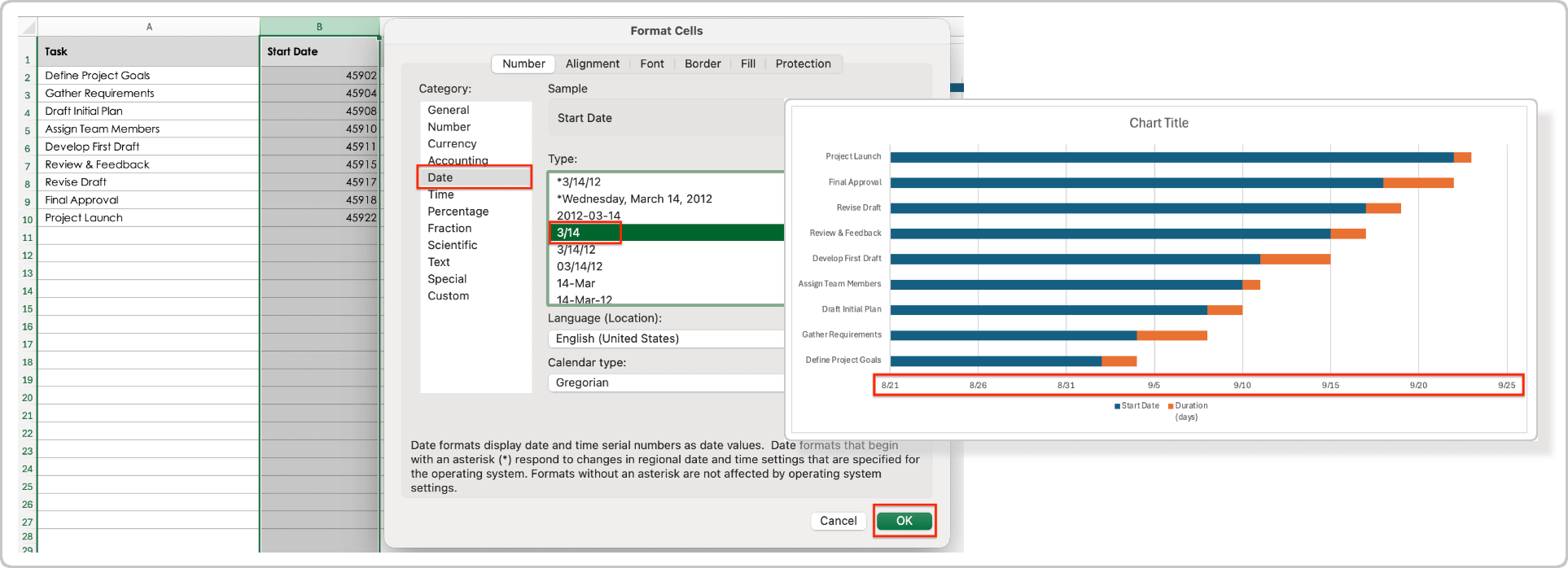 How To Build a Gantt Chart in Excel Format Start Date Column