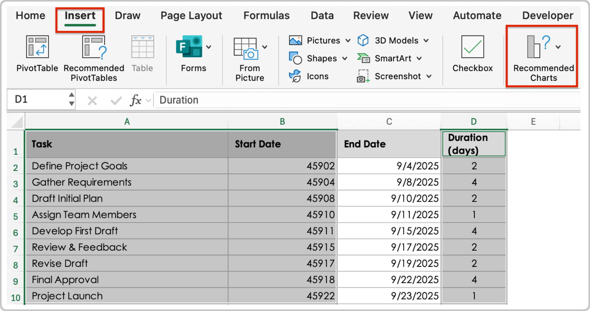 How To Build a Gantt Chart in Excel Insert Stacked Bar Chart