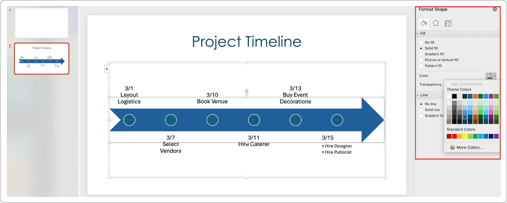 How to Make a Timeline in PowerPoint Customize Colors