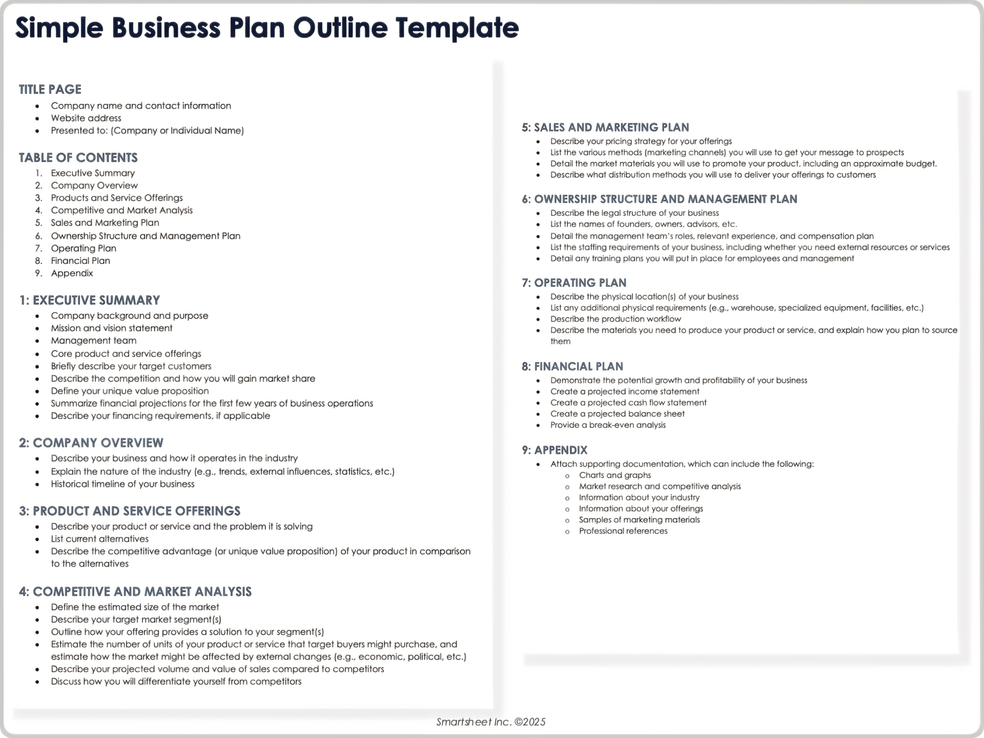 Simple Business Plan Outline Template