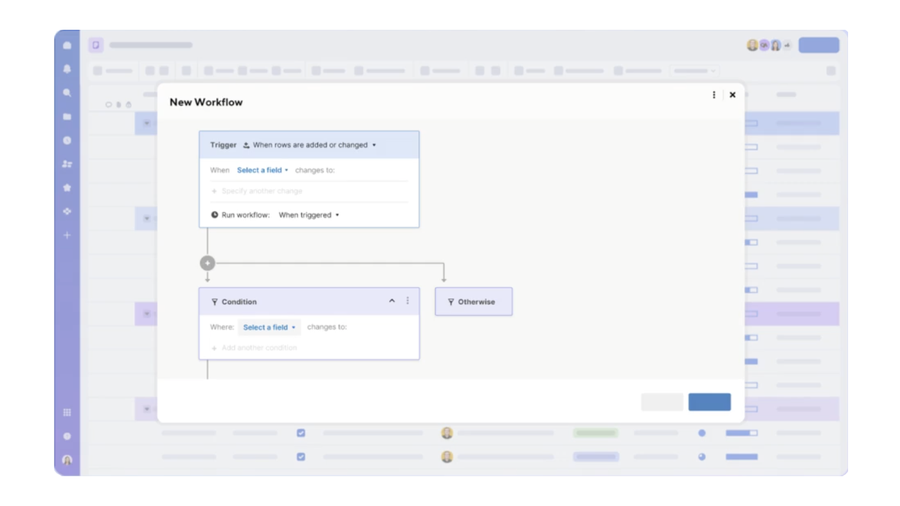 Smartsheet screenshot new workflow setup workflow automation