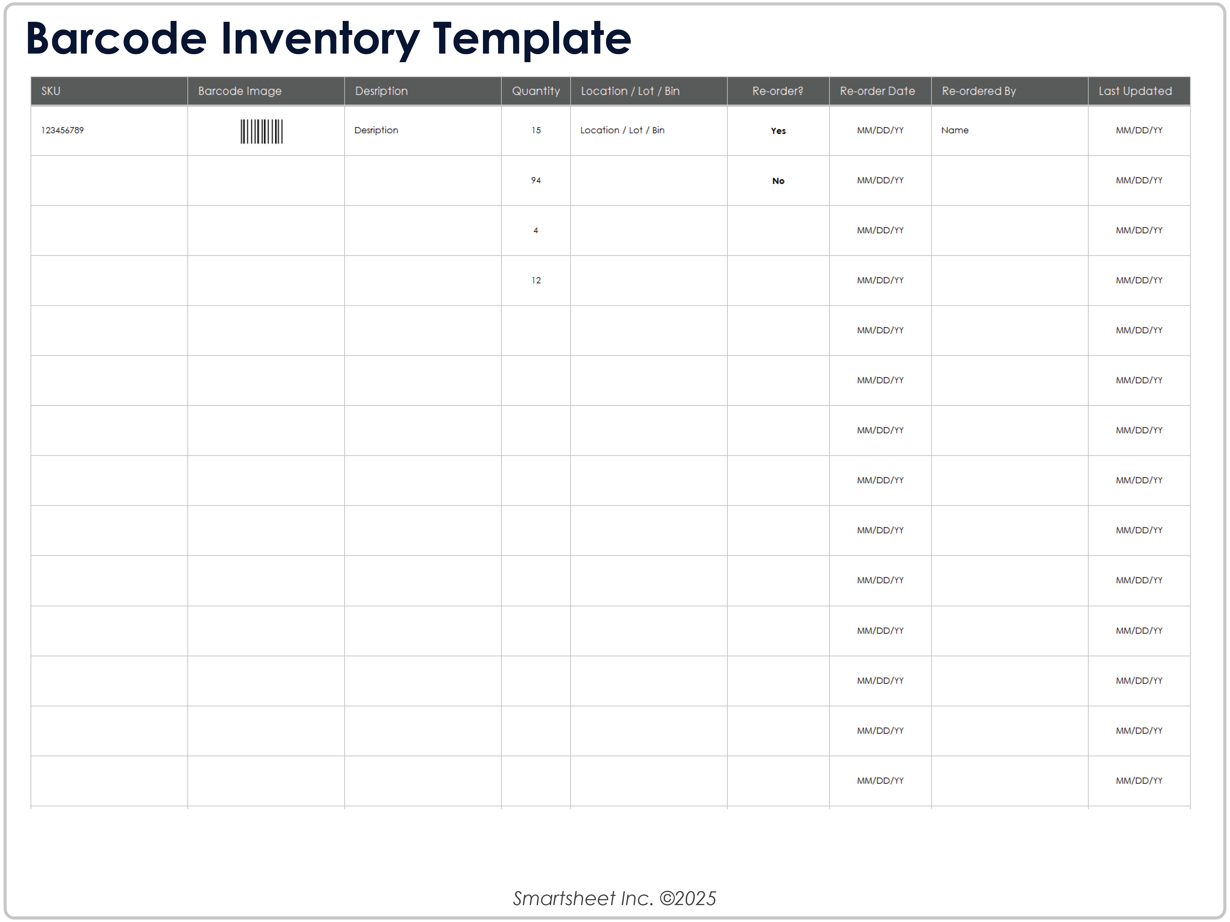 Barcode Inventory Template