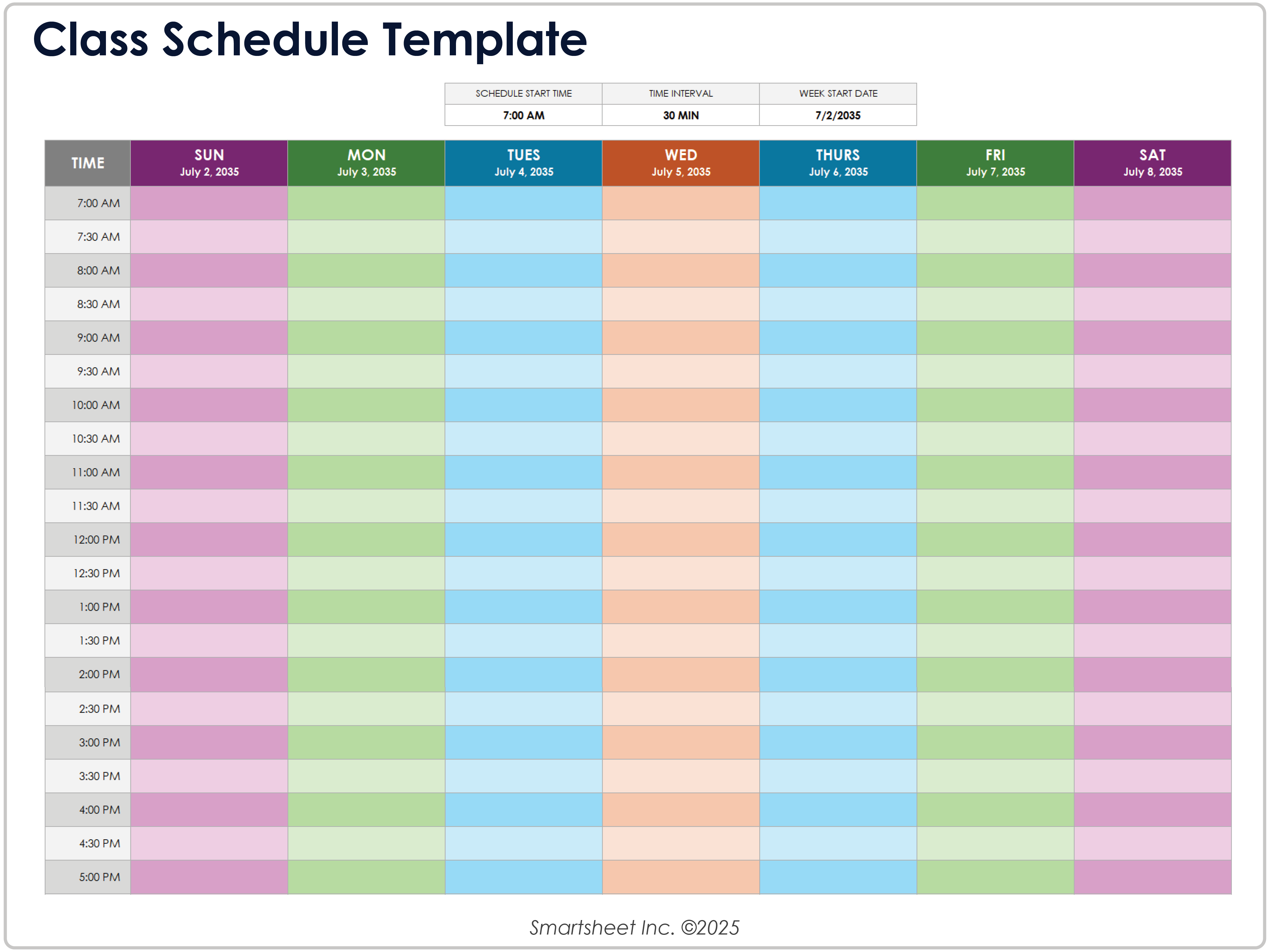 Class Schedule Template