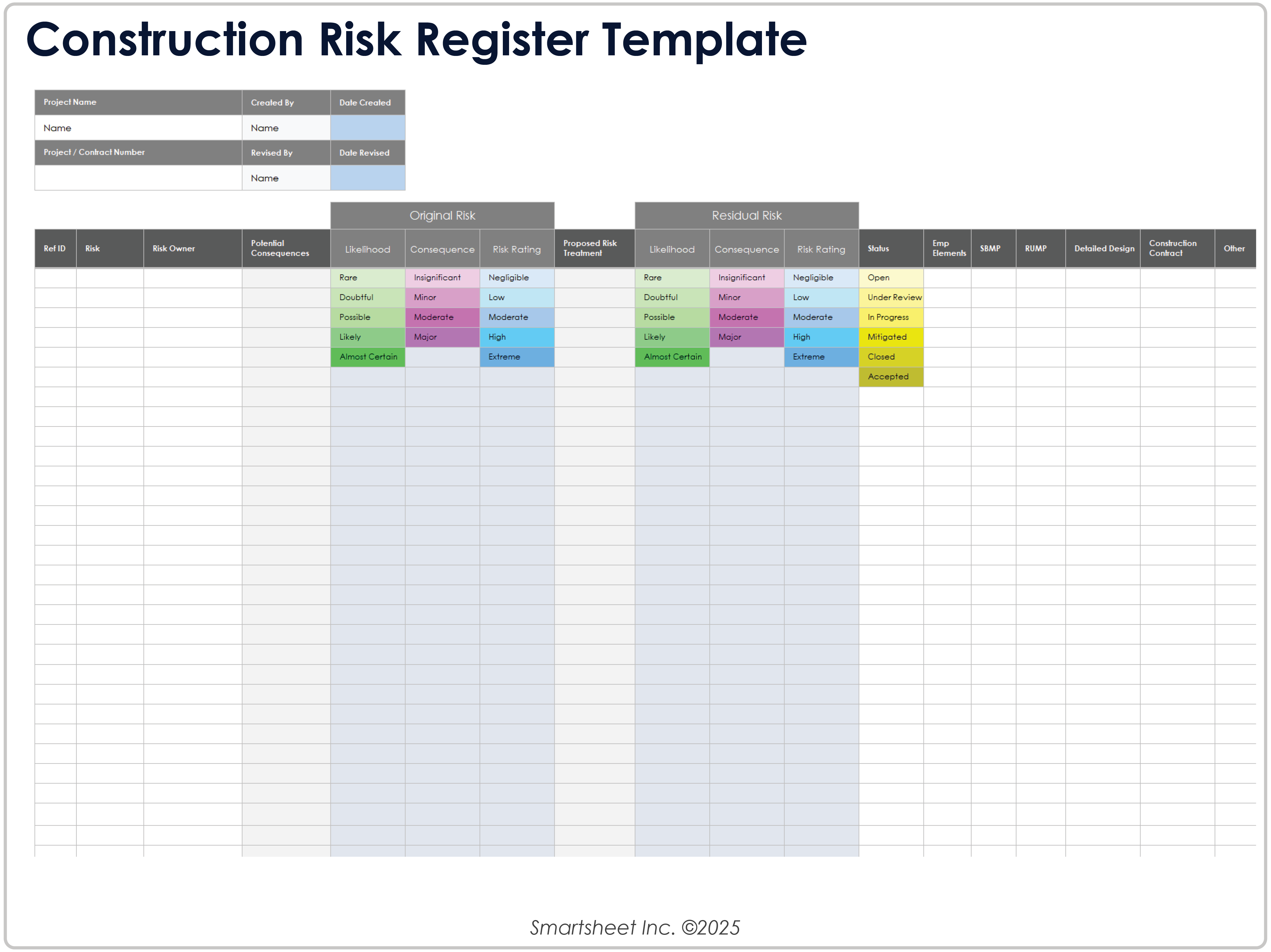 Construction Risk Register