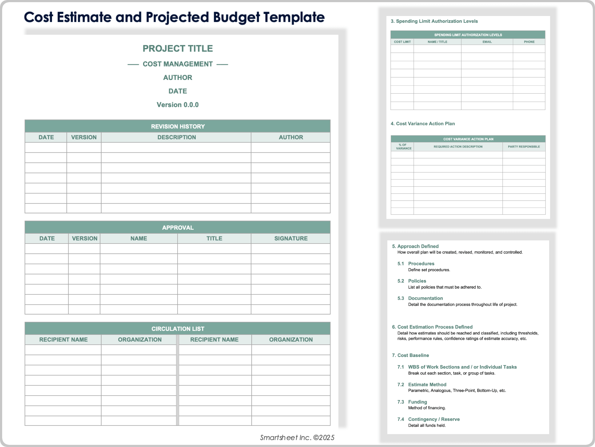 Cost Estimate and Projected Budget Template