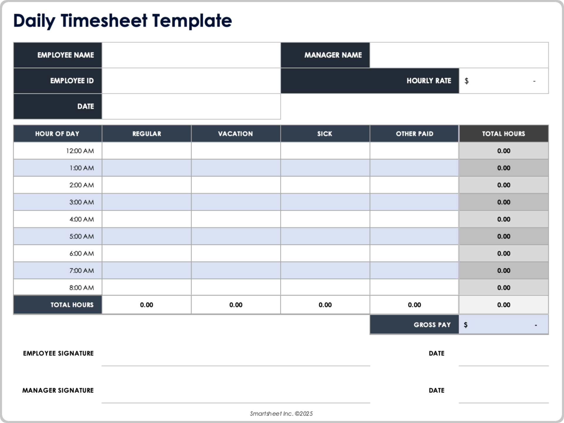 Daily Timesheet Template