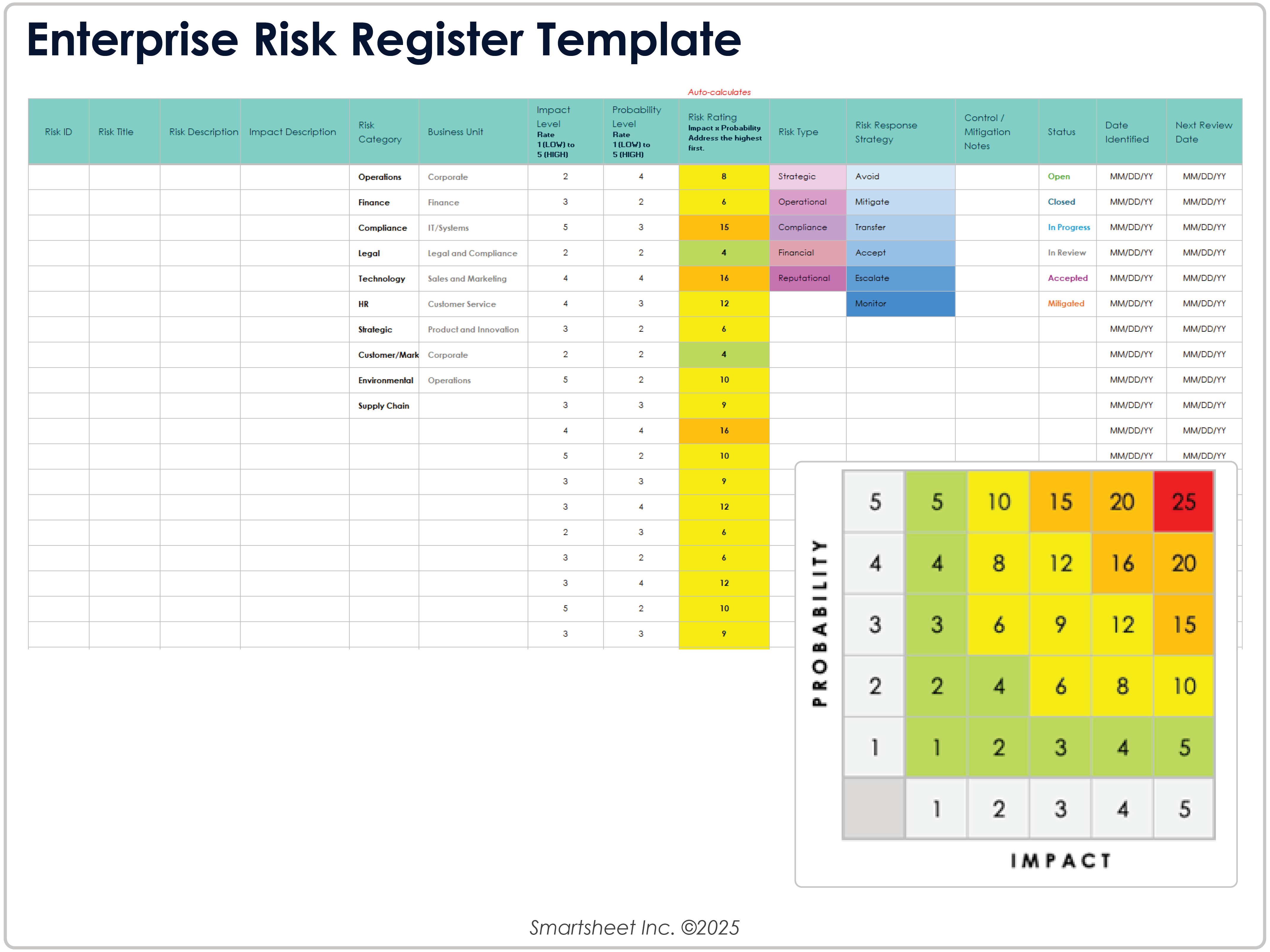 Enterprise Risk Register Template