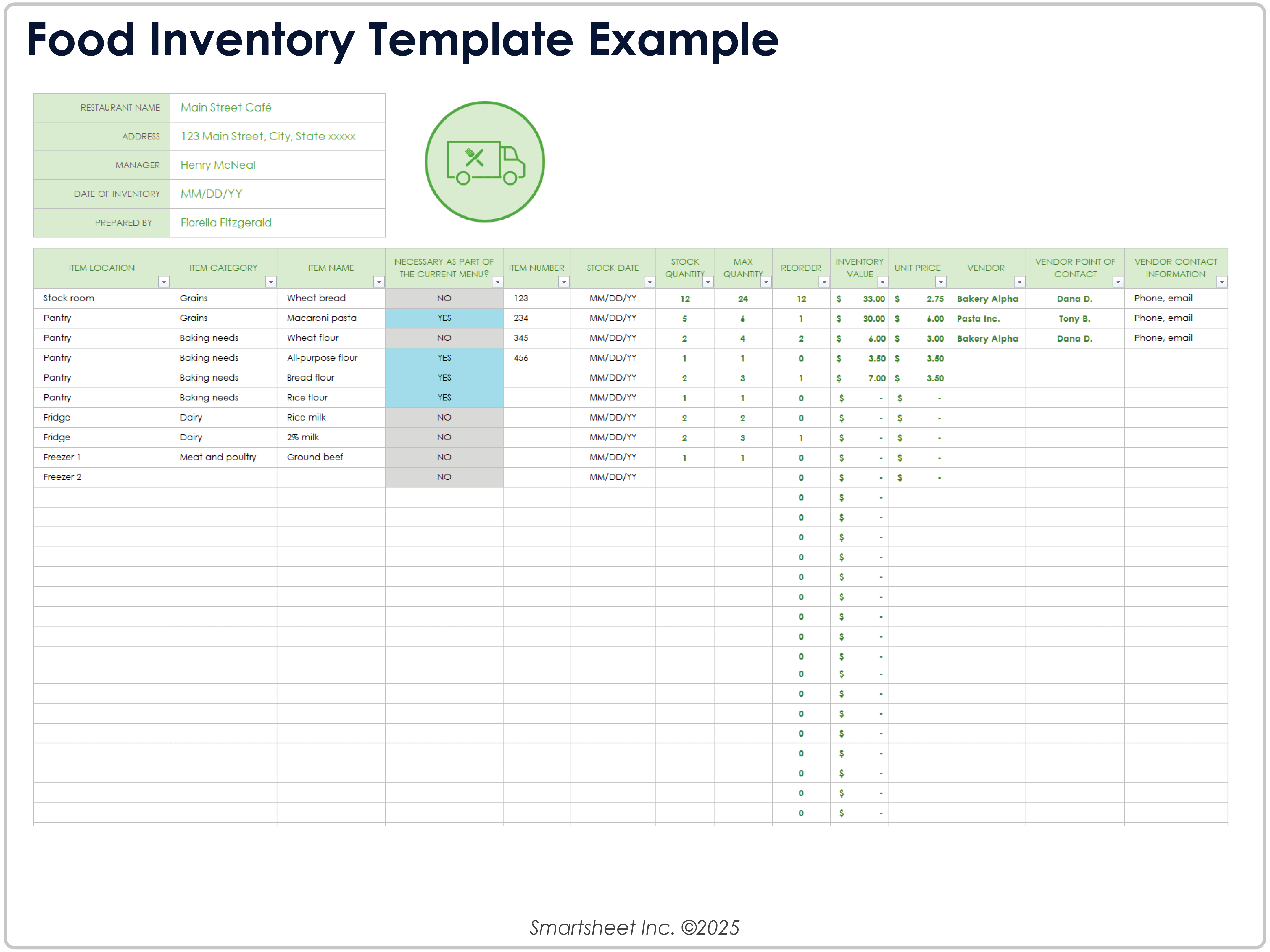 Food Inventory Template