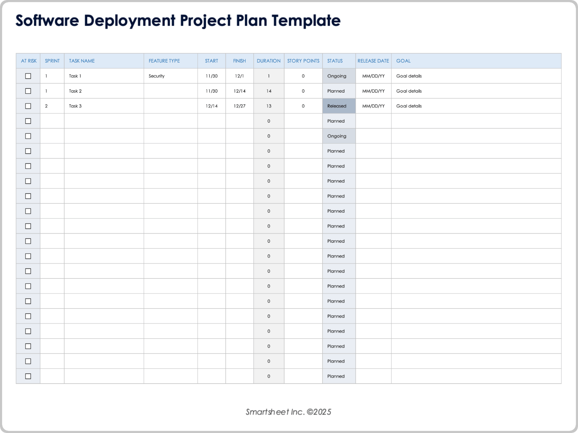 Software Deployment Project Plan Template