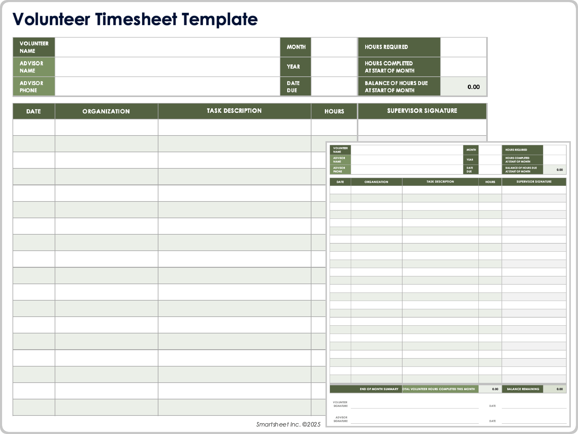Volunteer Timesheet Template